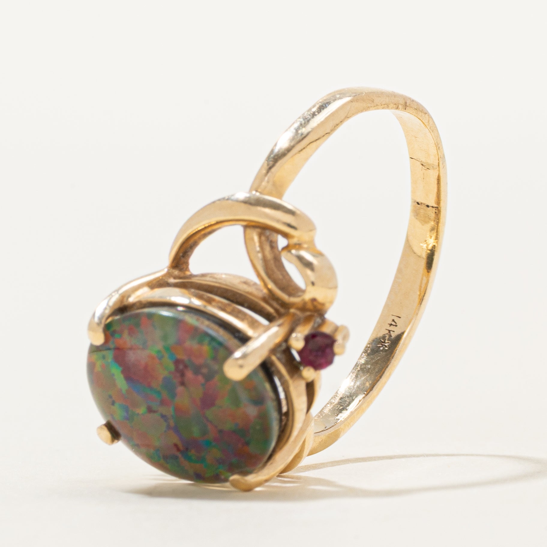 Cabochon Opal & Ruby Ring | 2.09ct, 0.05ctw | SZ 7.25
