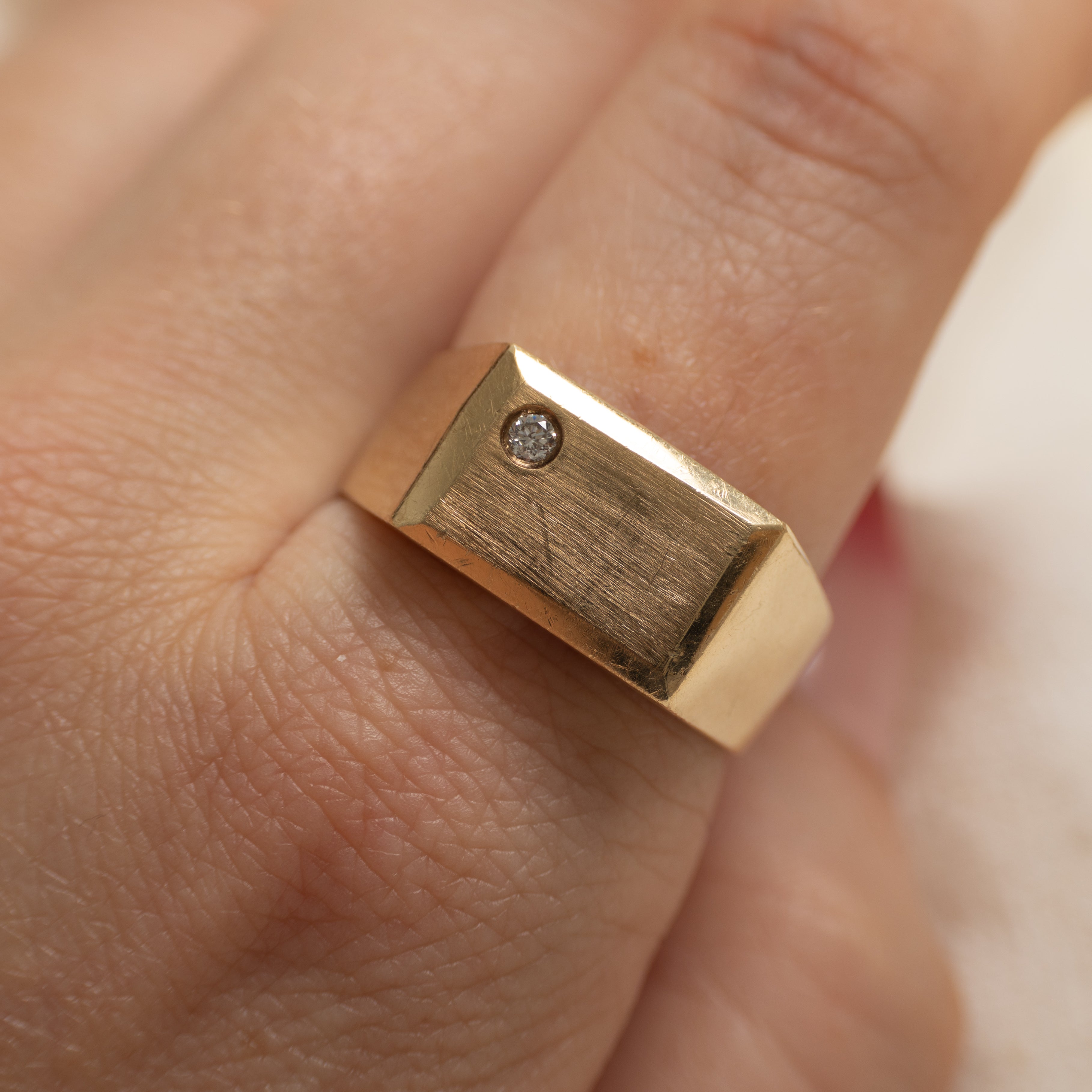 Single Diamond Signet Ring | SZ 10.5