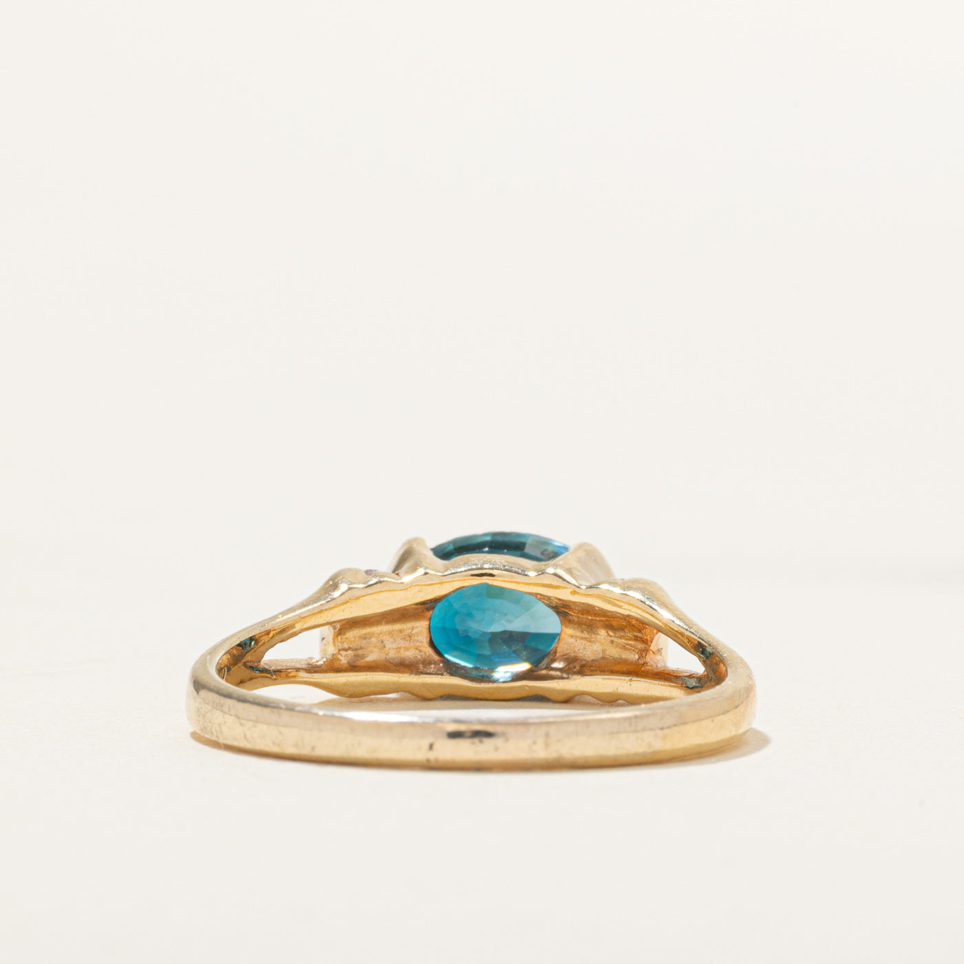 East West Blue Zircon & Diamond Ring | 2.25ct, 0.12ctw | SZ 8.25