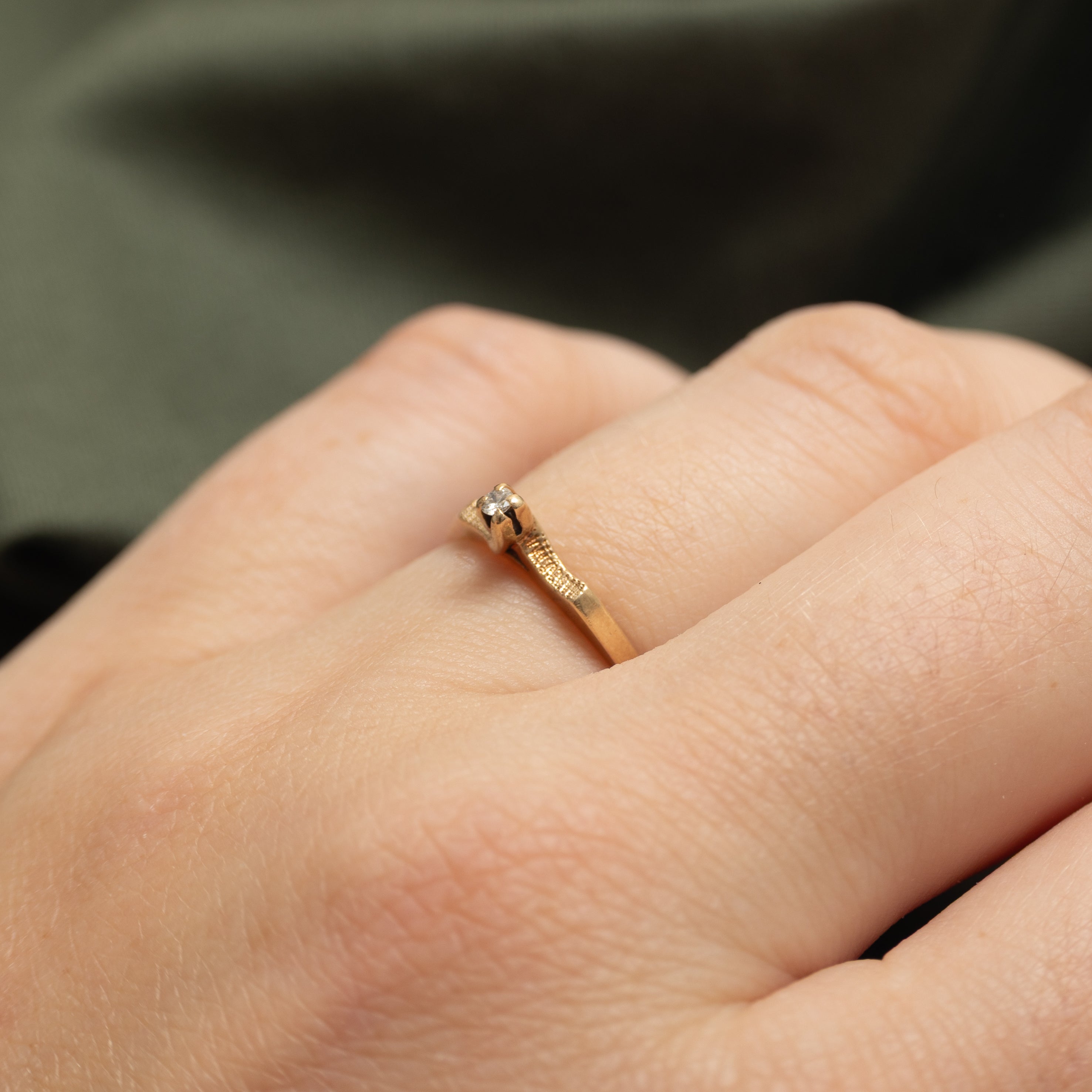 Diamond Textured Petite Ring | SZ 4.75