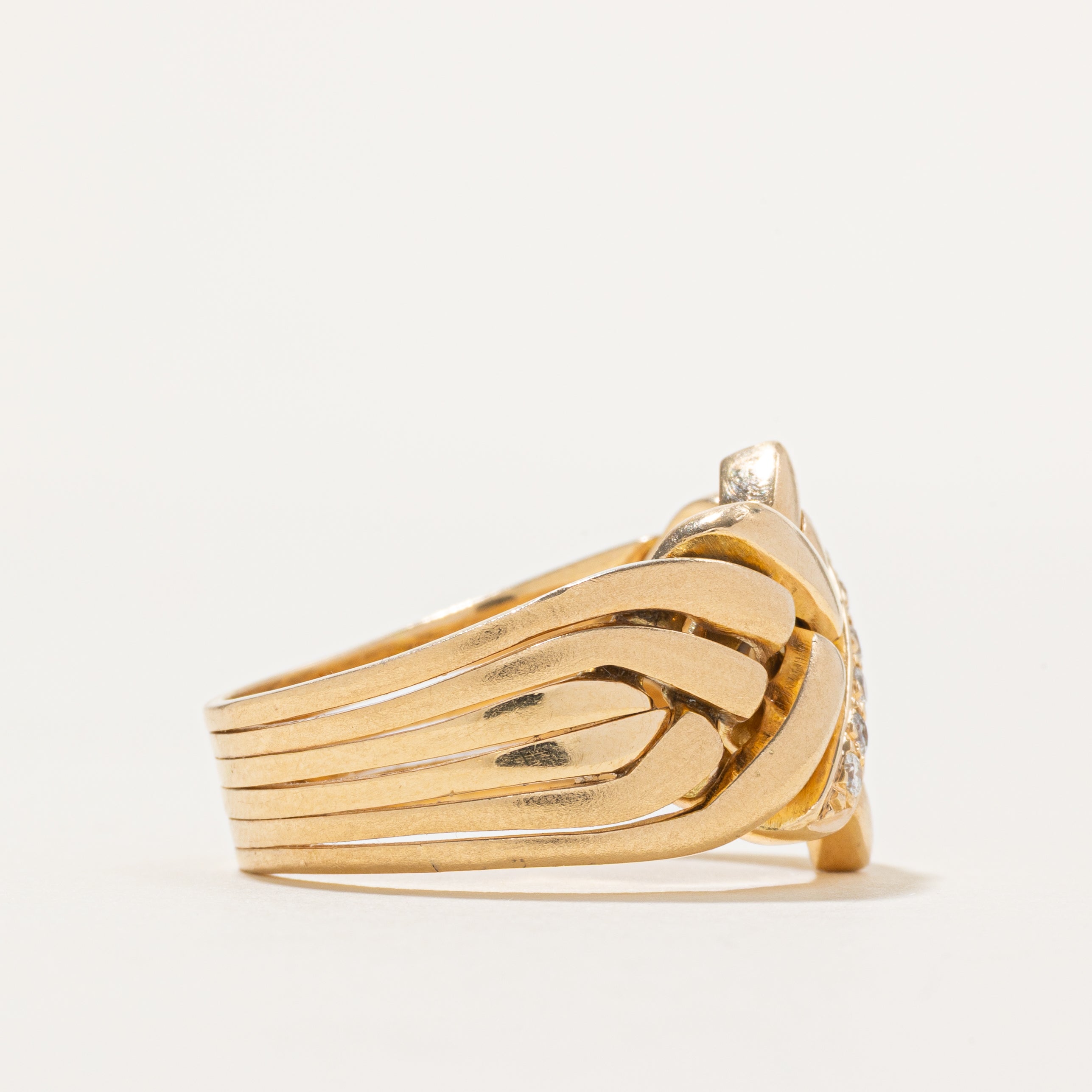 18k Diagonal Diamond Soldered Puzzle Ring | 0.15ctw | SZ 11