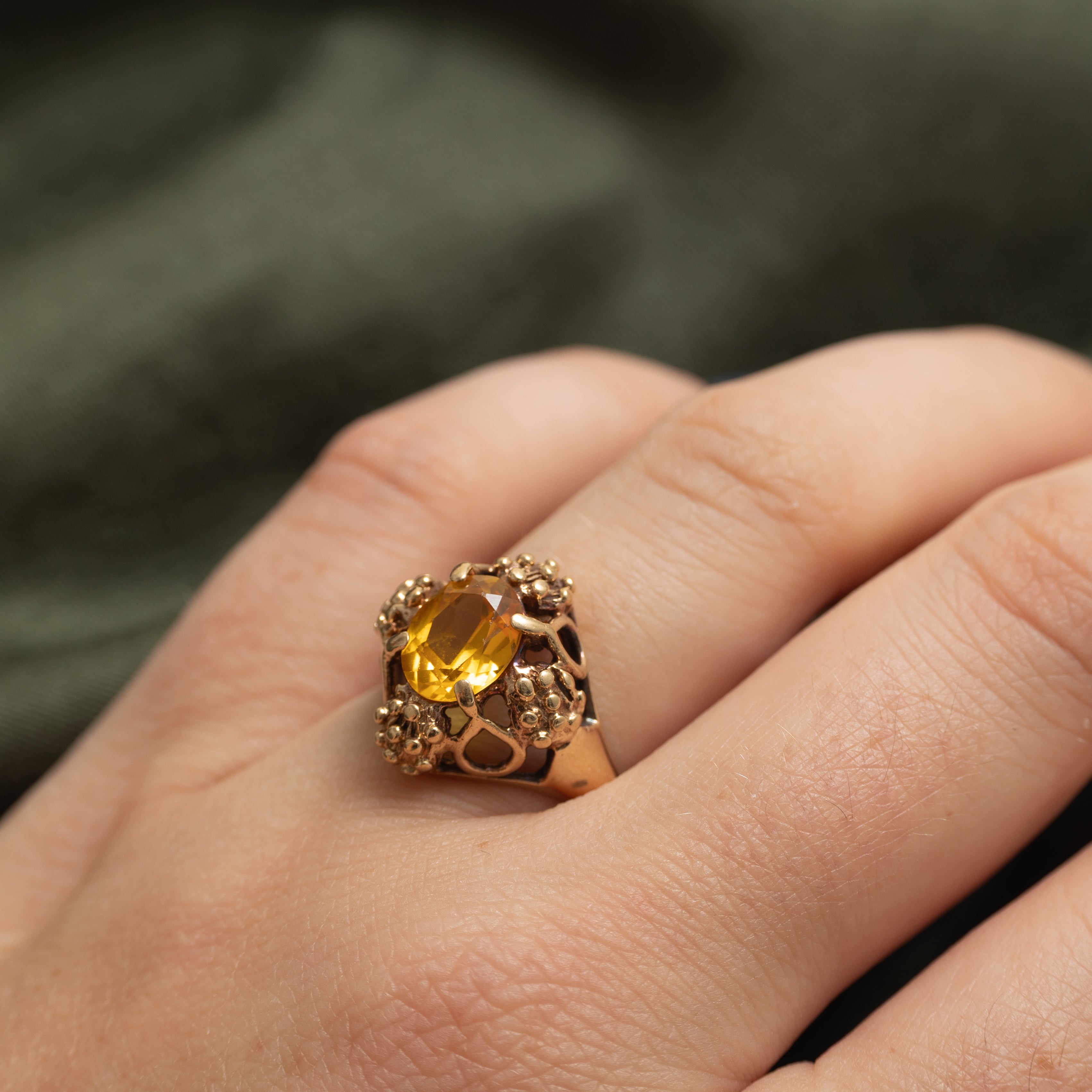 Synthetic Yellow Sapphire Openwork Cocktail Ring | 2.25ct | SZ 5.75
