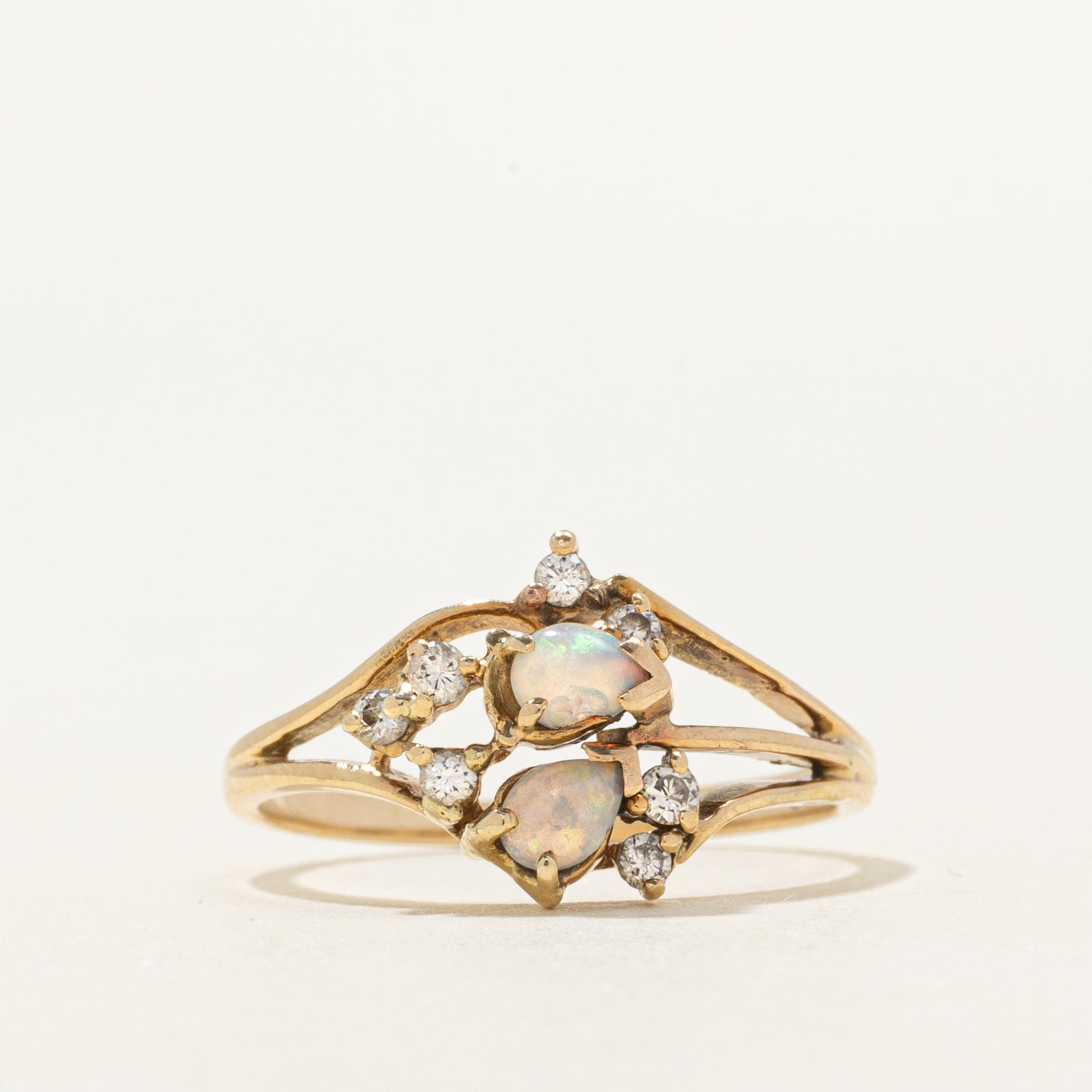 Scattered Opal & Diamond Openwork Ring | 0.08ctw, 0.07ctw | SZ 5.25