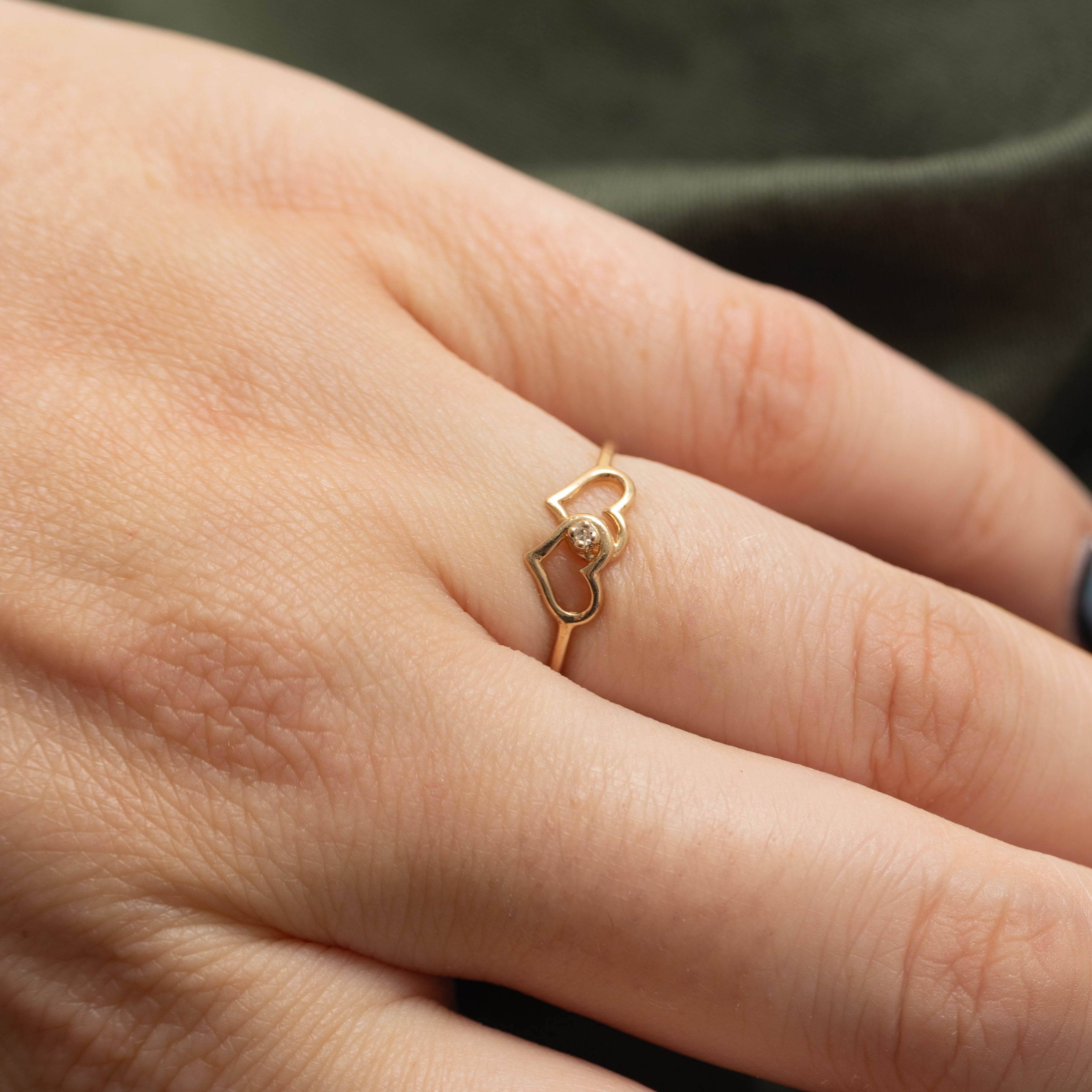 Diamond Double Heart Ring | SZ 5