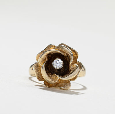 Solitaire Diamond Rose Design Ring | 0.11ct | SZ 8 |