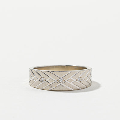 Textured Diamond White Gold Band | 0.03ctw | SZ 9.5 |