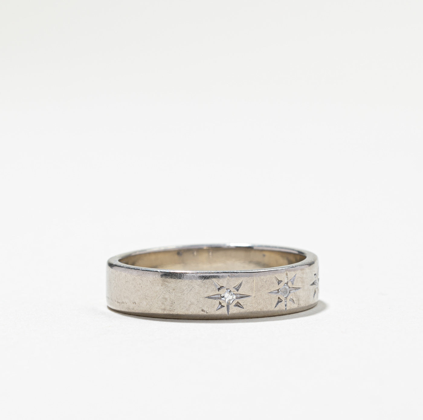 Starburst Diamond White Gold Band | 0.03ctw | SZ 9.75 |