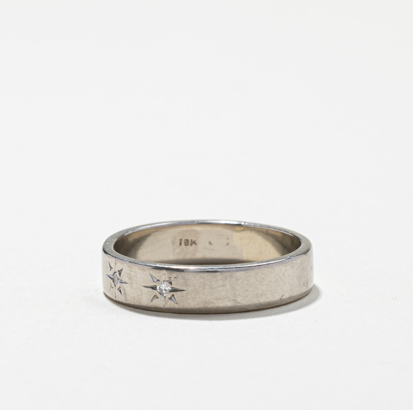 Starburst Diamond White Gold Band | 0.03ctw | SZ 9.75 |