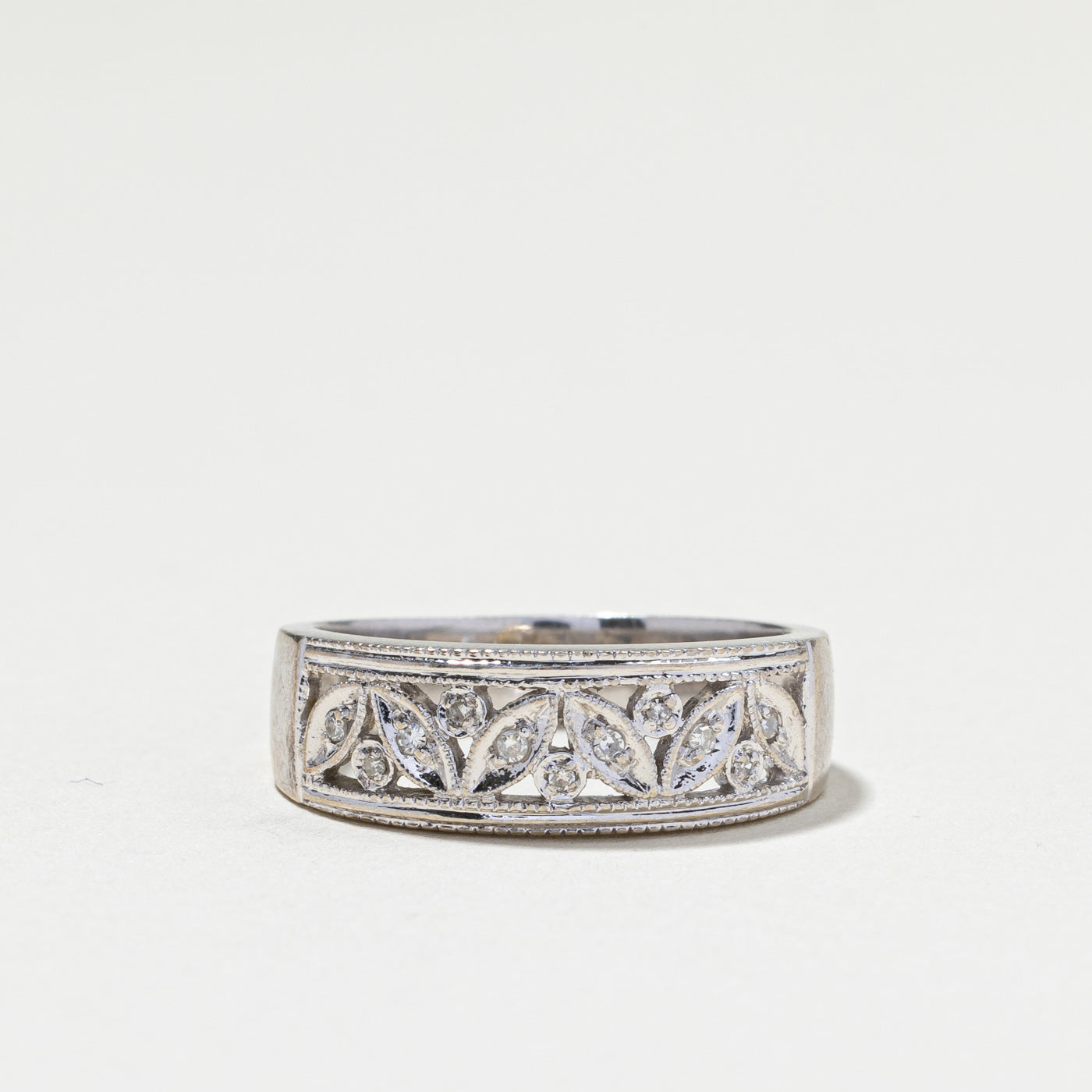 Bague en diamant avec détail milgrain | 0,11 ct | Taille 7,5 | 