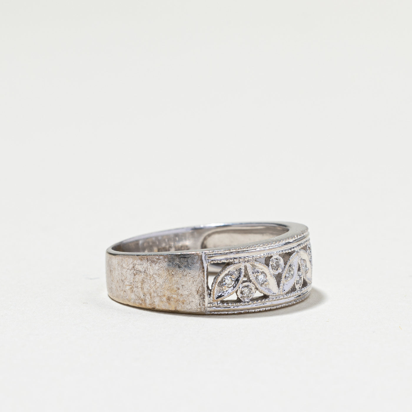 Bague en diamant avec détail milgrain | 0,11 ct | Taille 7,5 | 