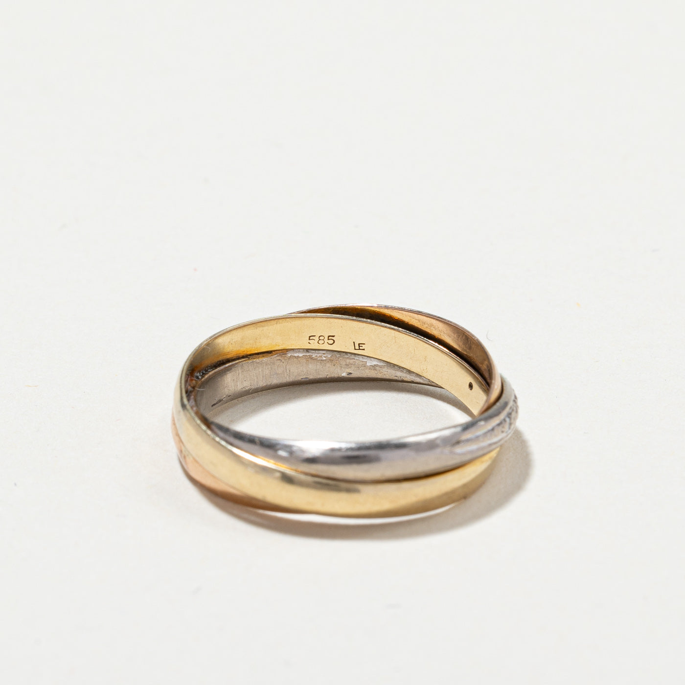 Tri Tone Gold Crossover Multi Band Diamond Ring | 0.01ctw | SZ 7.5 |
