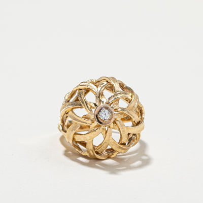 Solitaire Diamond Textured Dome Ring | 0.04ct | SZ 5.5 |