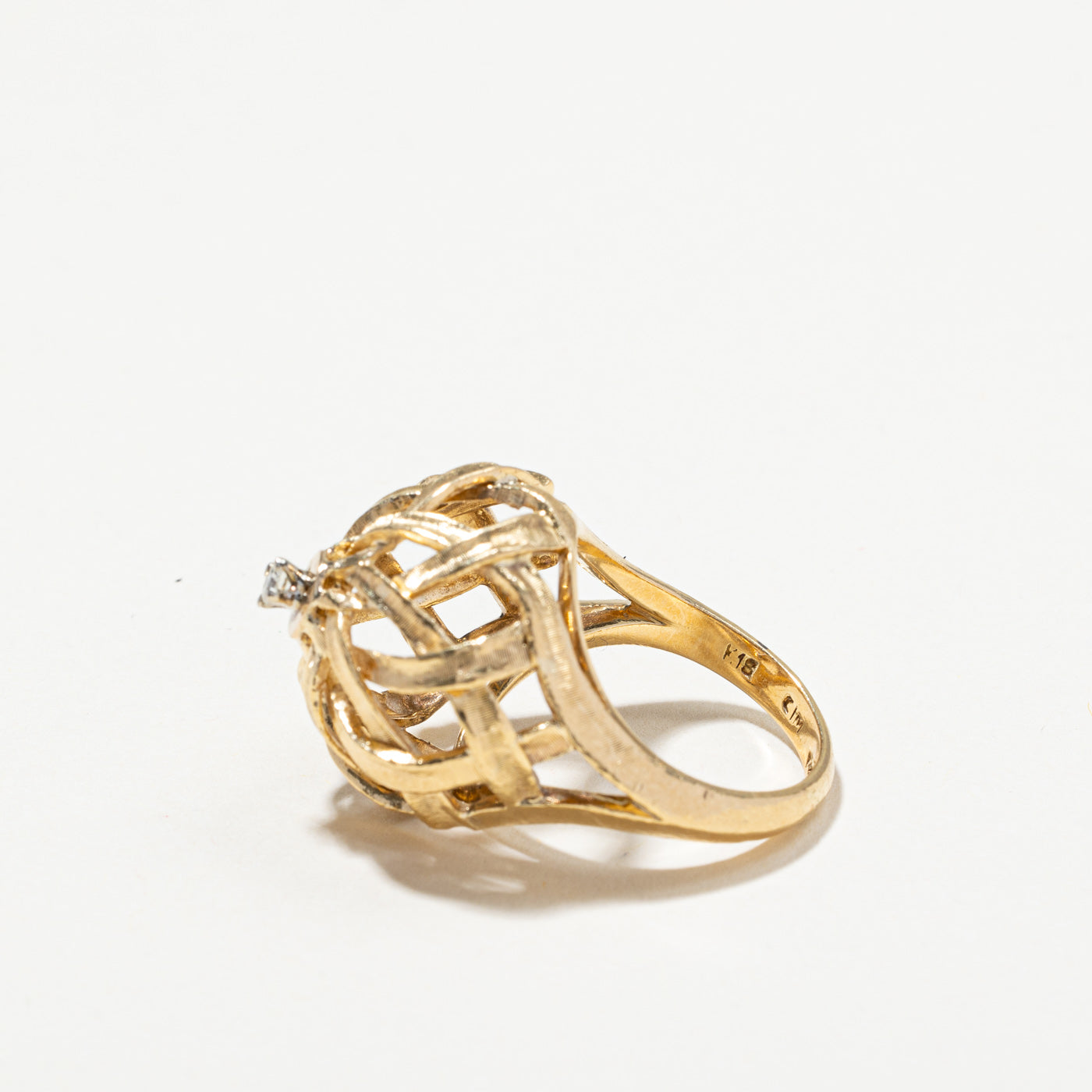 Solitaire Diamond Textured Dome Ring | 0.04ct | SZ 5.5 |