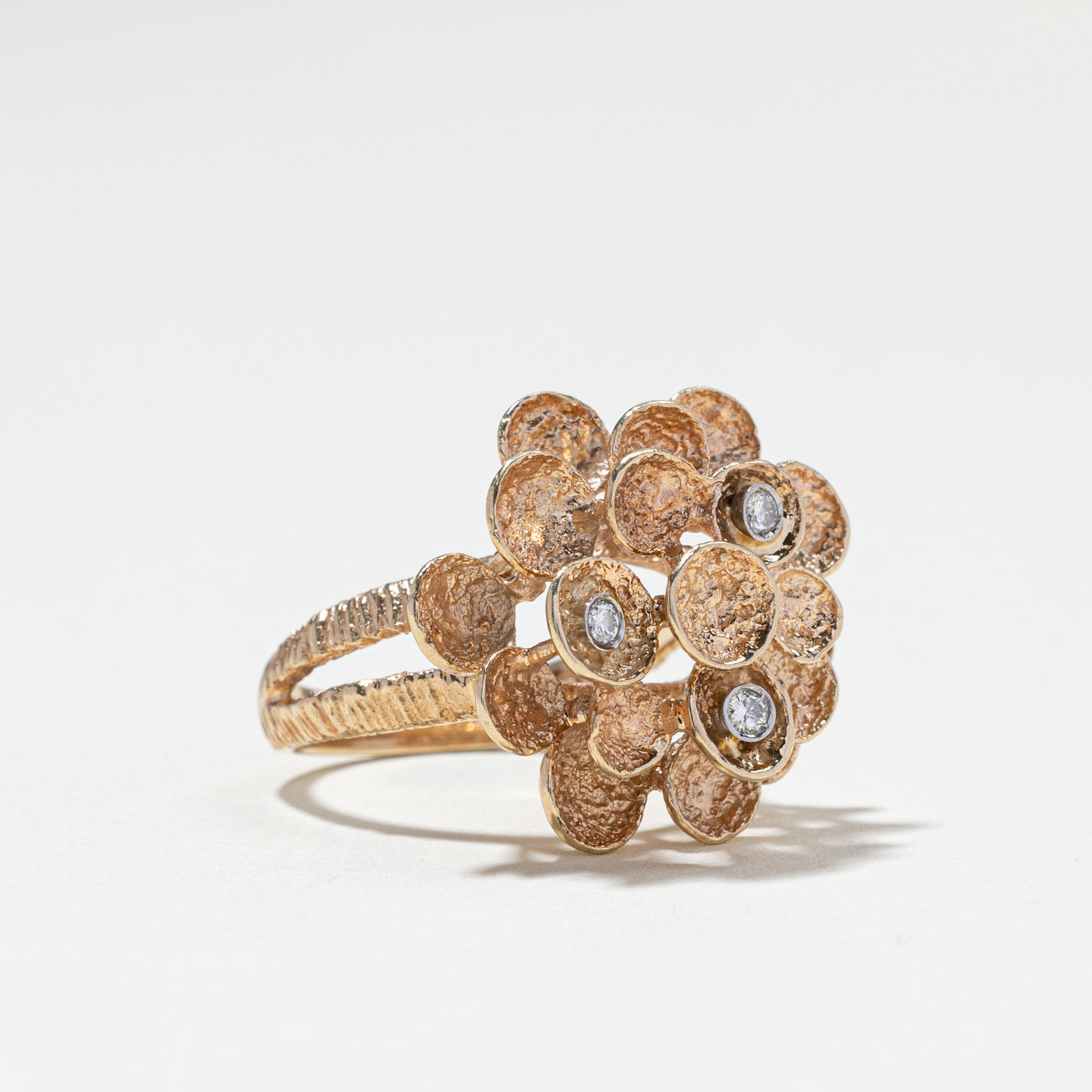 Textured Diamond High Set Ring | 0.06ctw | SZ 6.5 |