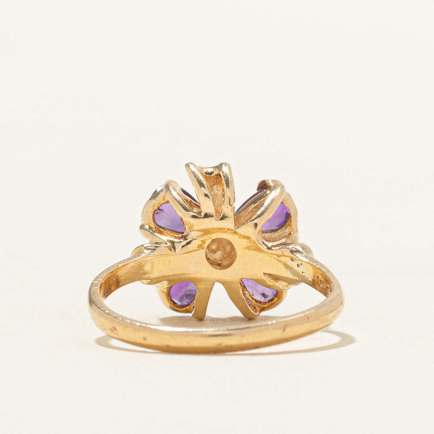 Pear Cut Amethyst & Diamond Butterfly Ring | 0.68ct, 0.03ct | SZ 3.5