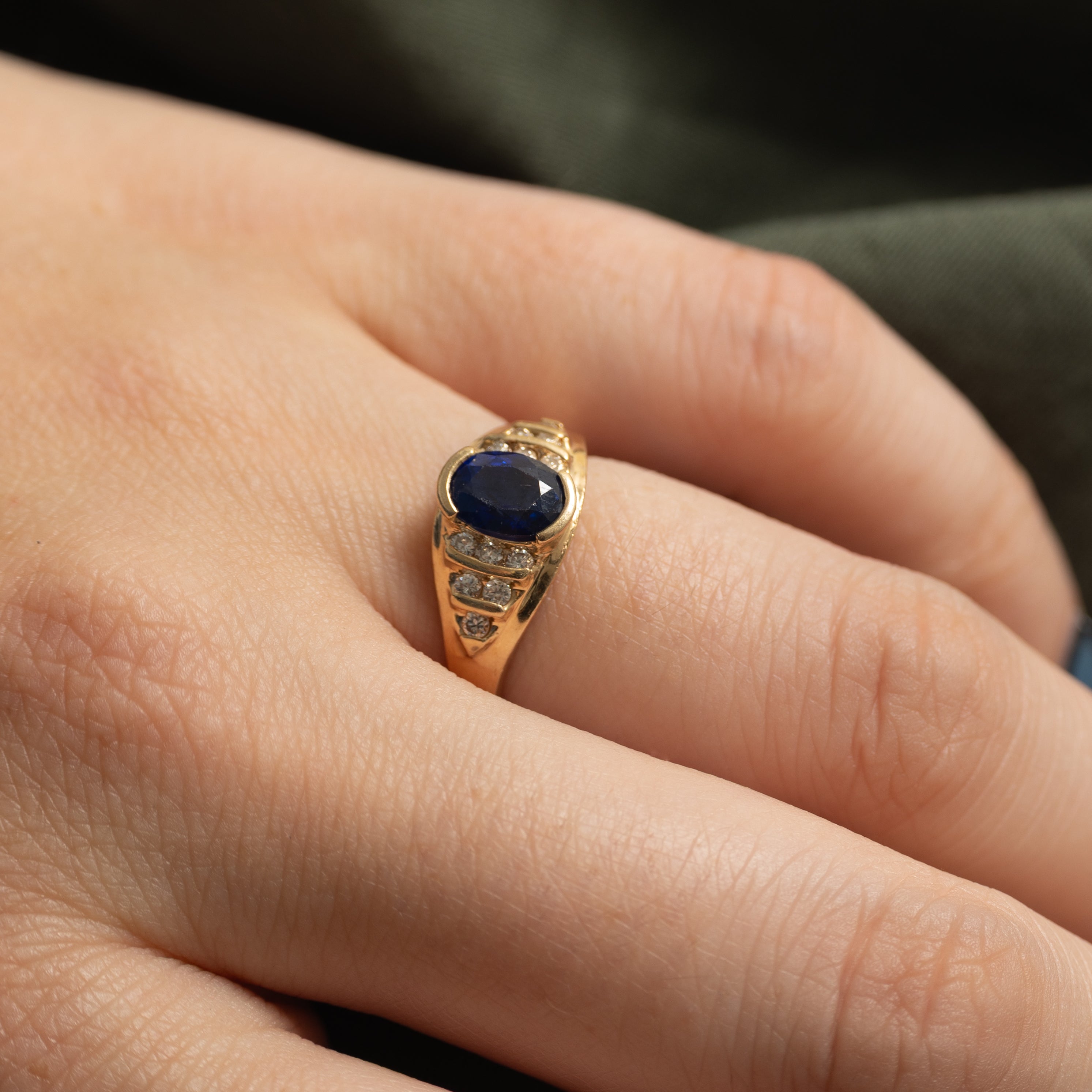 Semi Bezel Sapphire & Diamond Ring | 0.92ct, 0.12ctw | SZ 5.75