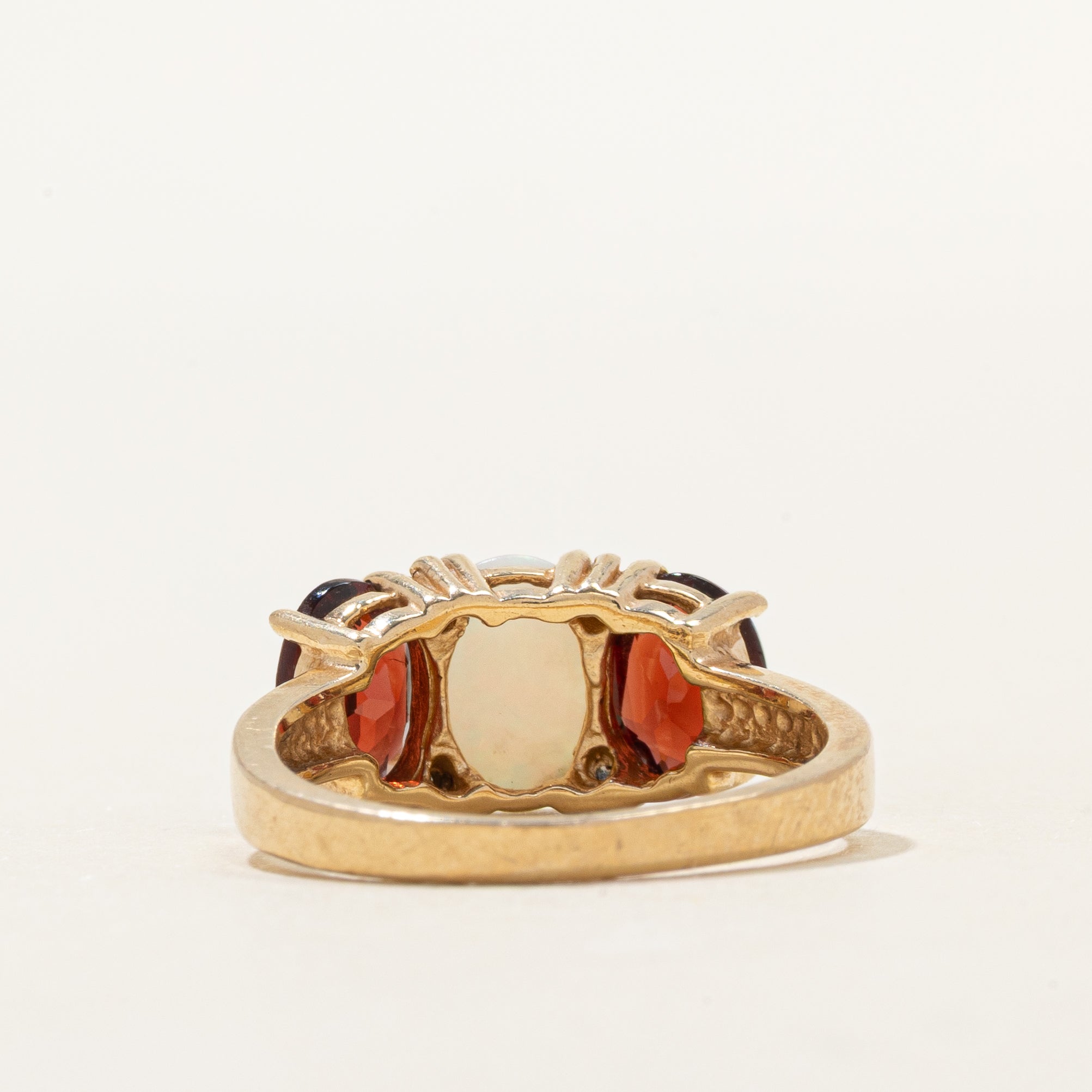 Three Stone Garnet & Opal Ring | 1.50ctw, 0.69ct | SZ 6