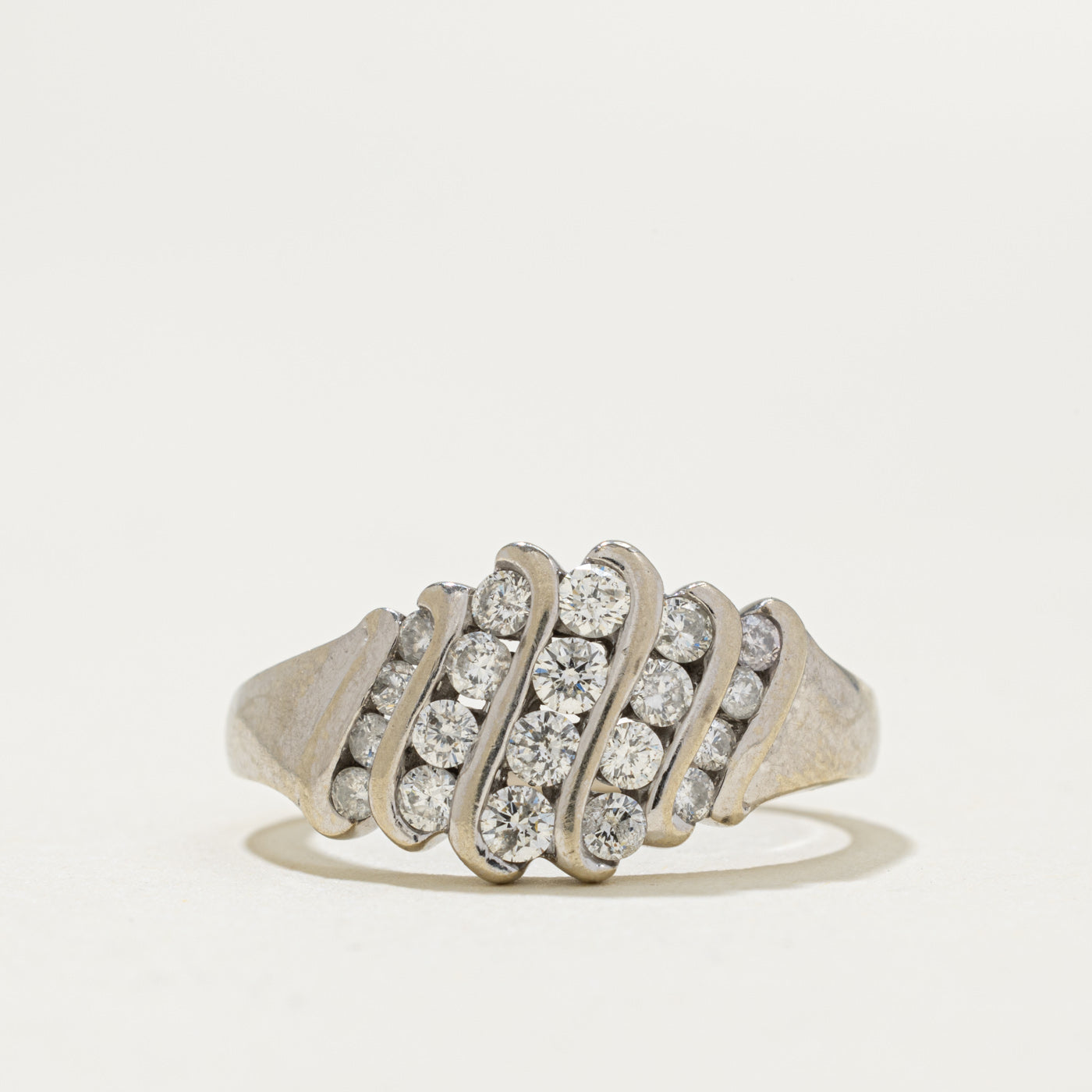 14k Multi Row Diagonal Channel Set Diamond Ring | 0.55ctw | SZ 4.25