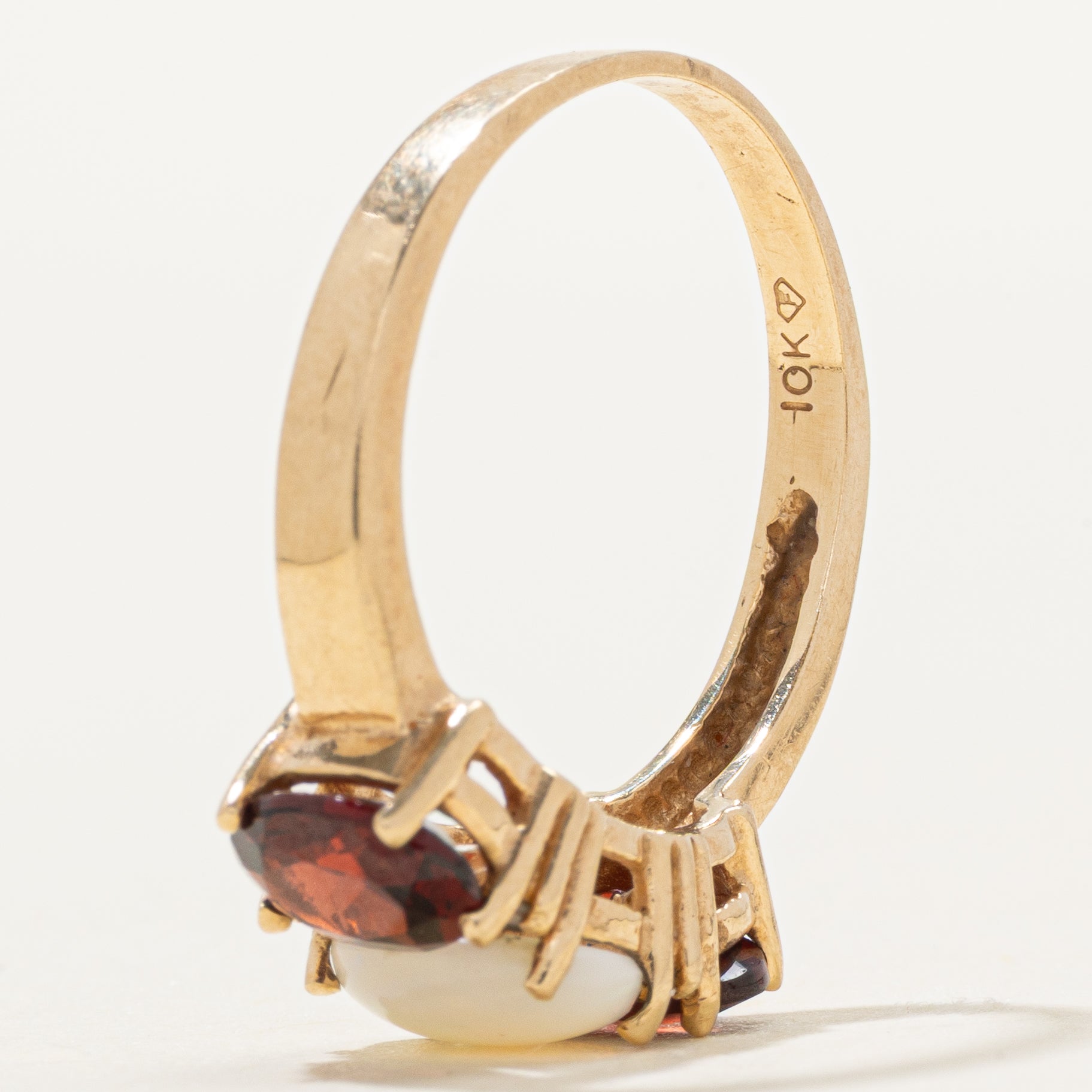 Three Stone Garnet & Opal Ring | 1.50ctw, 0.69ct | SZ 6