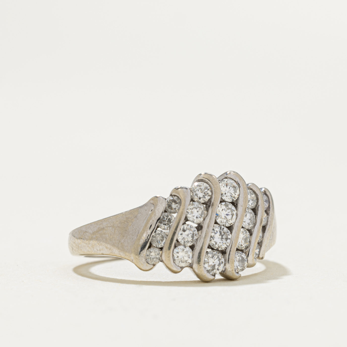 14k Multi Row Diagonal Channel Set Diamond Ring | 0.55ctw | SZ 4.25