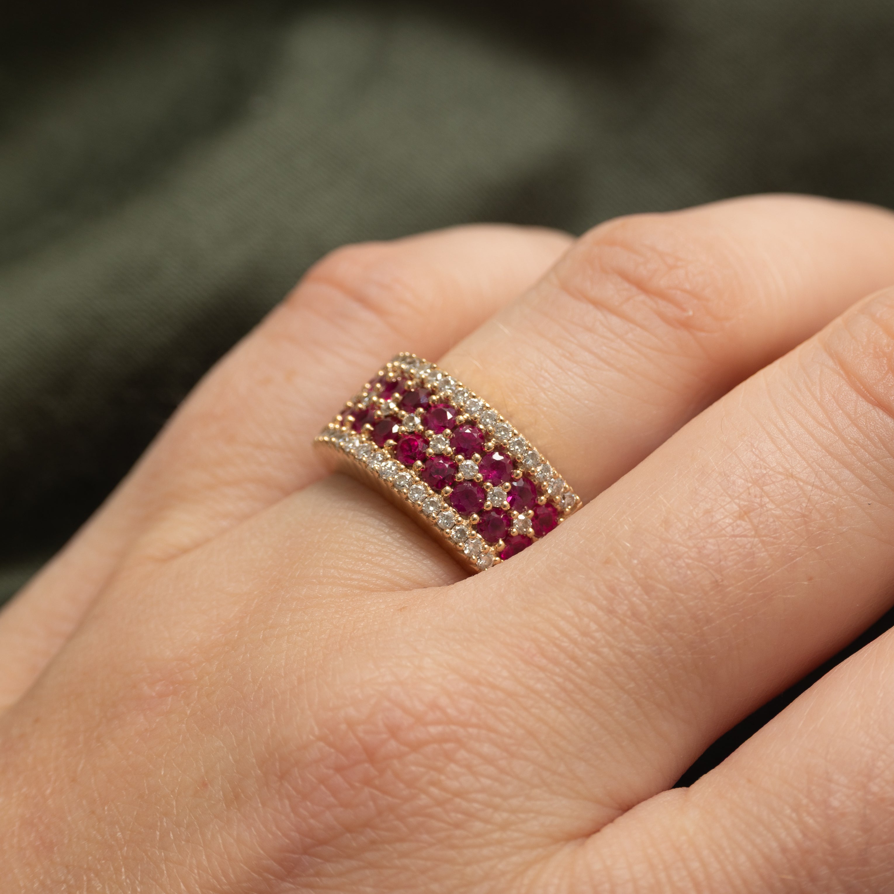 Multi-Row Ruby & Diamond Band | 1.25ctw, 0.47ctw | SZ 6
