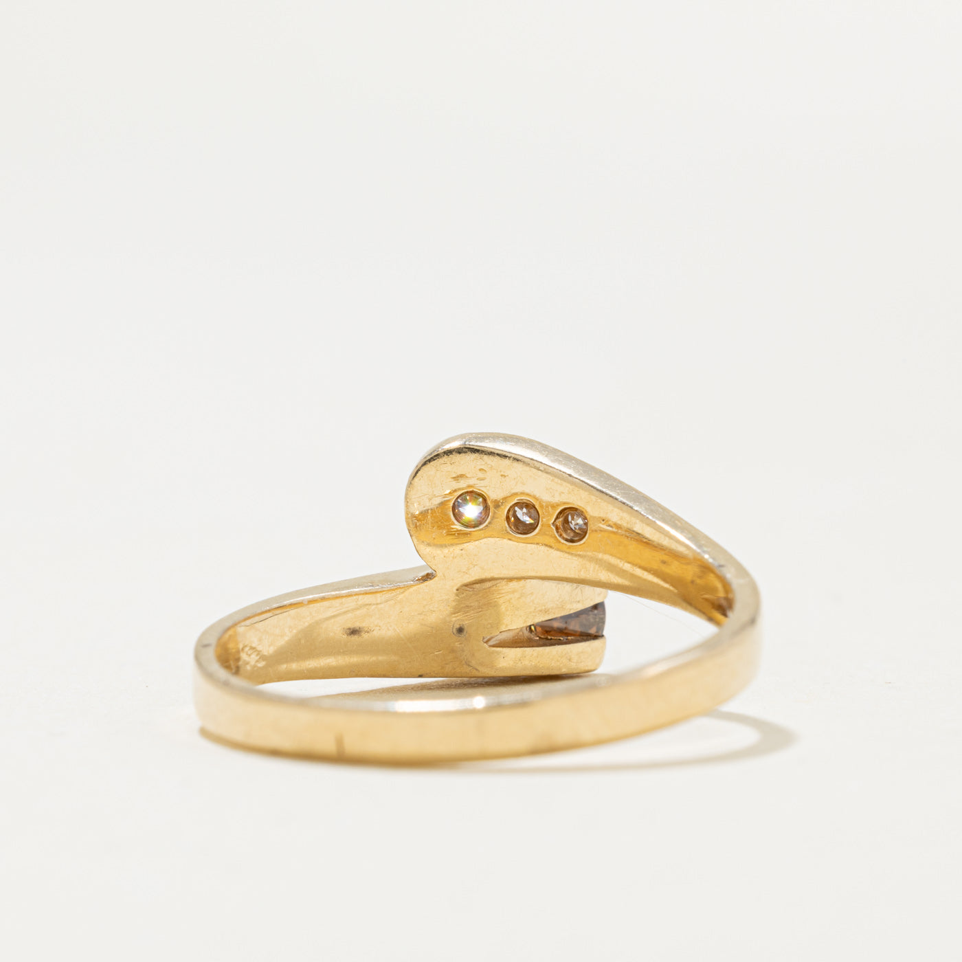 14k Yellow Gold Brown & White Diamond Bypass Ring | 0.34ctw | SZ 7.25