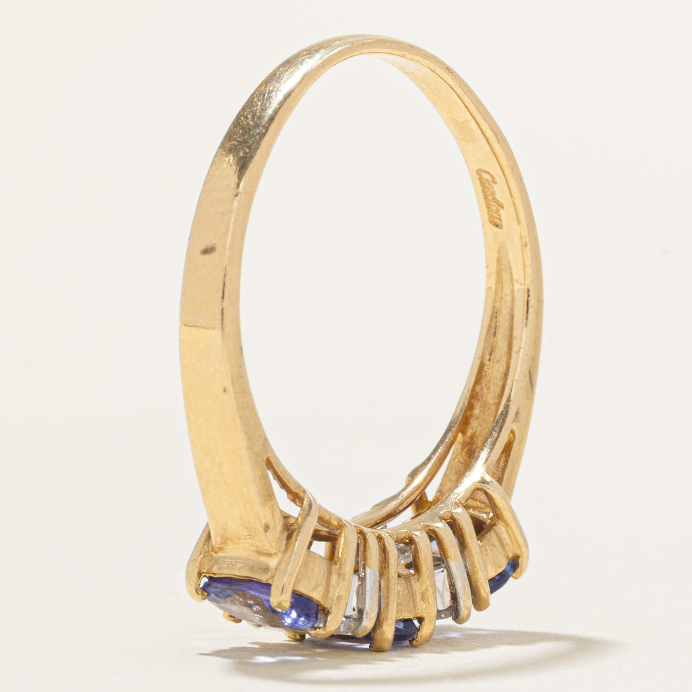 Three Stone Tanzanite & Diamond Accented Ring | 1.00ctw, 0.16ctw | SZ 7.75