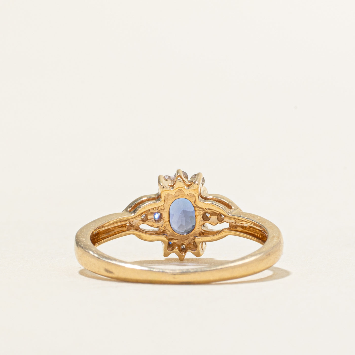 Oval Cut Tanzanite & Diamond Semi Halo Ring | 0.35ct, 0.10ctw | SZ 4.5