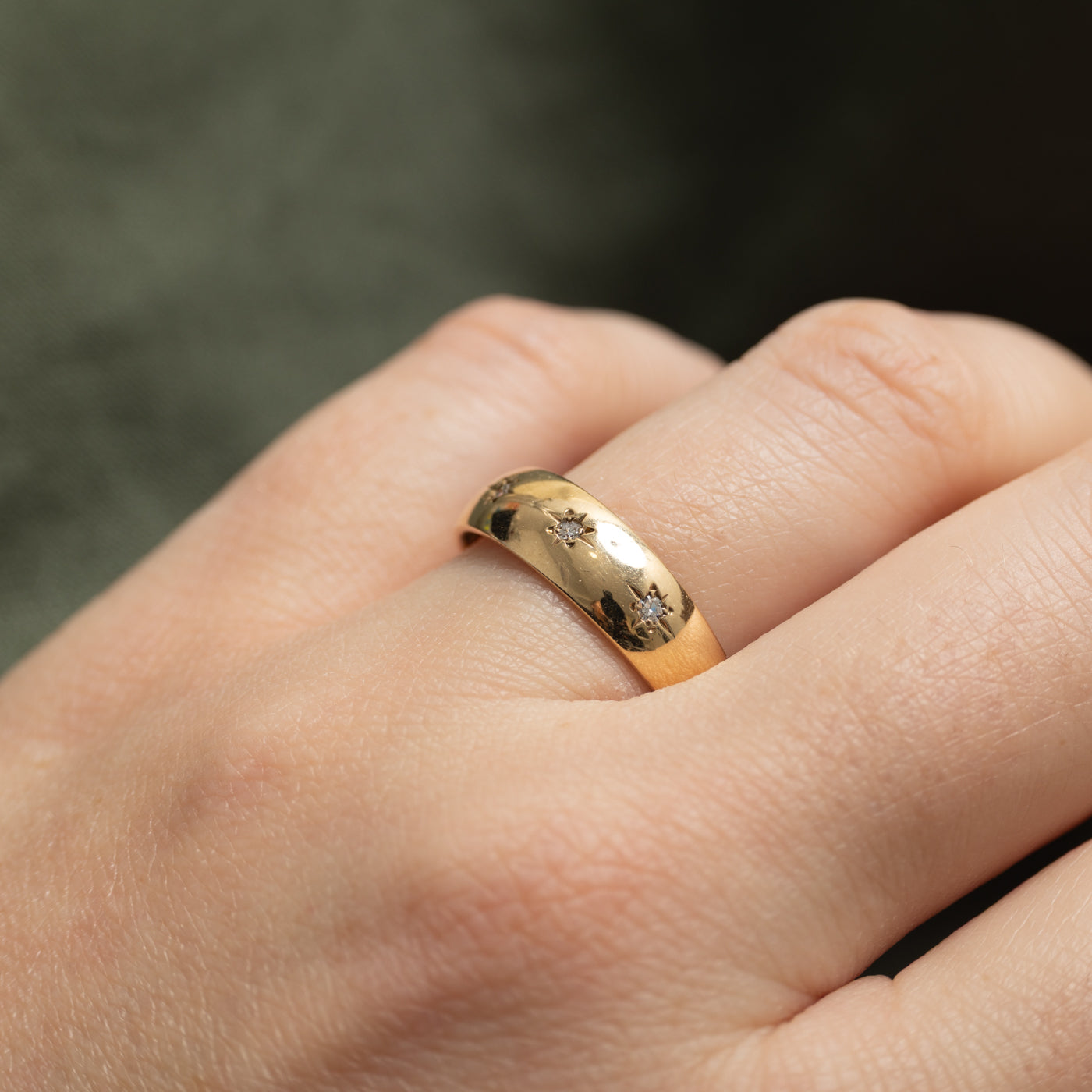 Three Stone Star Set Diamond Band | SZ 8.75