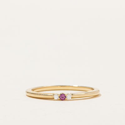 '100 Ways' Three-Stone Diamond & Garnet Ring | 0.006ctw, 0.004ct | SZ 6.75