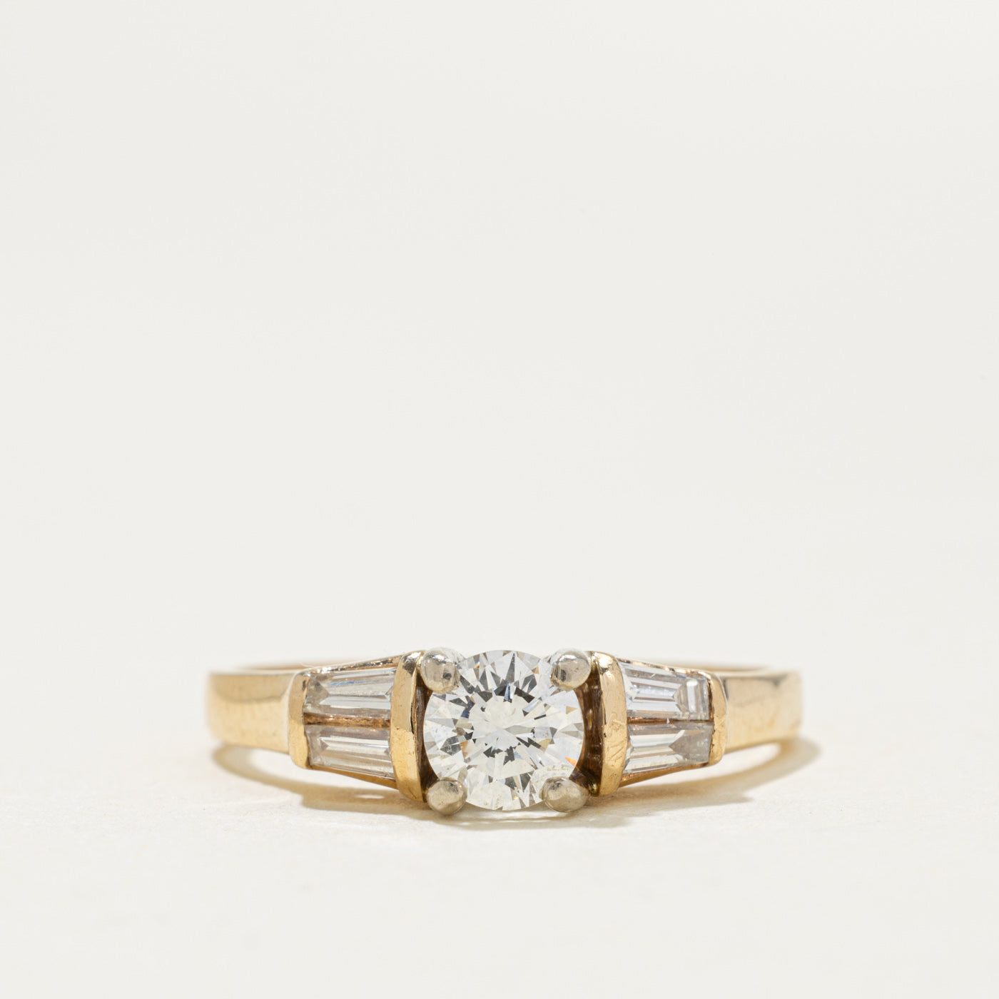 14k Diamond Baguette Cut Accented Engagement Ring | 0.41ct VS2 I, 0.20ctw | SZ 7.25