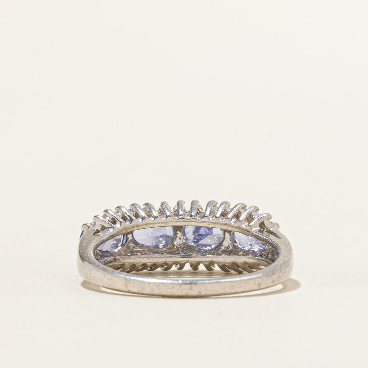 East West Four Stone Tanzanite & Diamond Ring | 0.88ctw, 0.13ctw | SZ 6