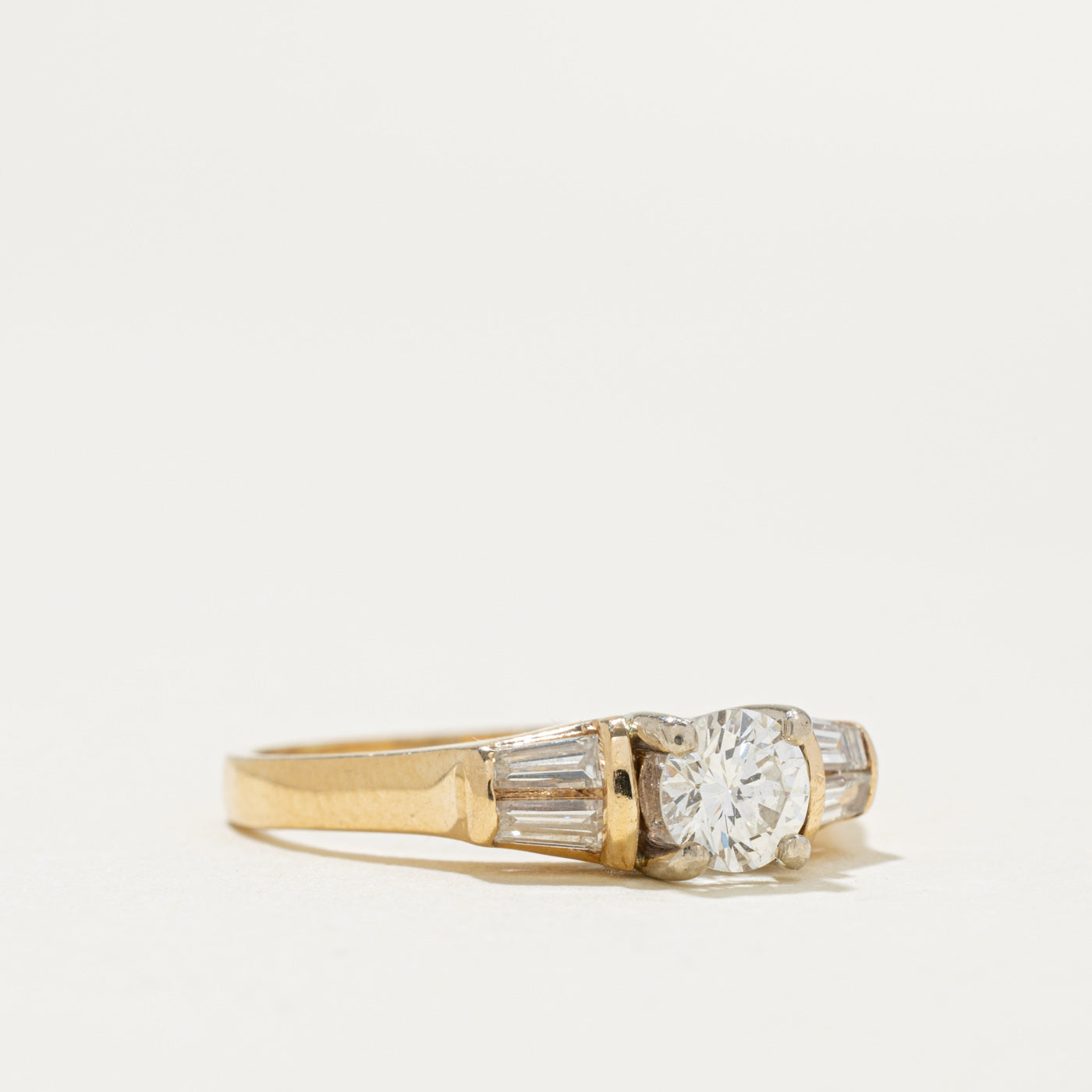 14k Diamond Baguette Cut Accented Engagement Ring | 0.41ct VS2 I, 0.20ctw | SZ 7.25