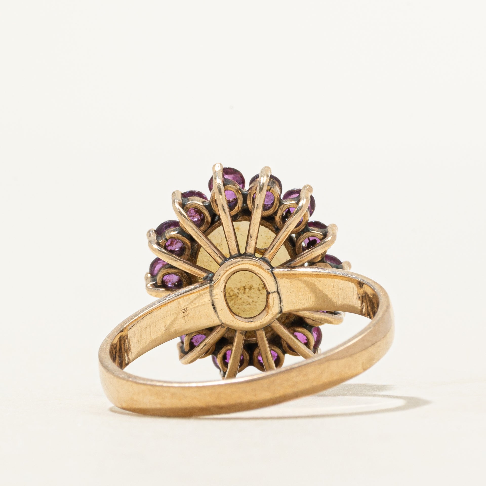Cabochon Opal & Ruby Halo Ring | 0.96ct, 0.63ctw | SZ 7.75