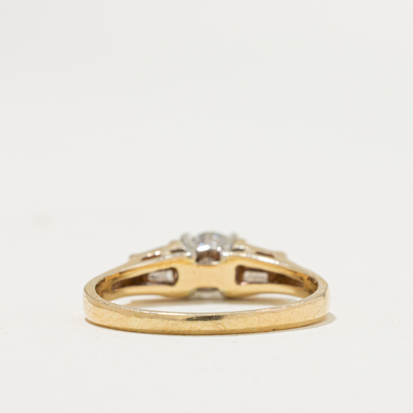 14k Diamond Baguette Cut Accented Engagement Ring | 0.41ct VS2 I, 0.20ctw | SZ 7.25