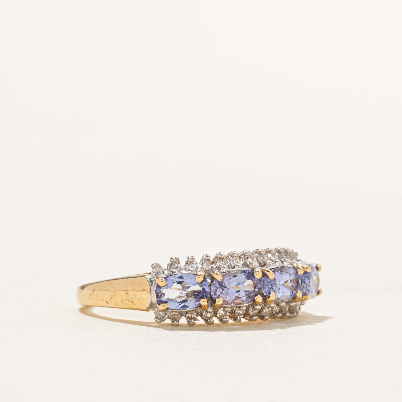 Oval Cut Tanzanite & Diamond Cluster Ring | 0.88ctw, 0.13ctw | SZ 6.75