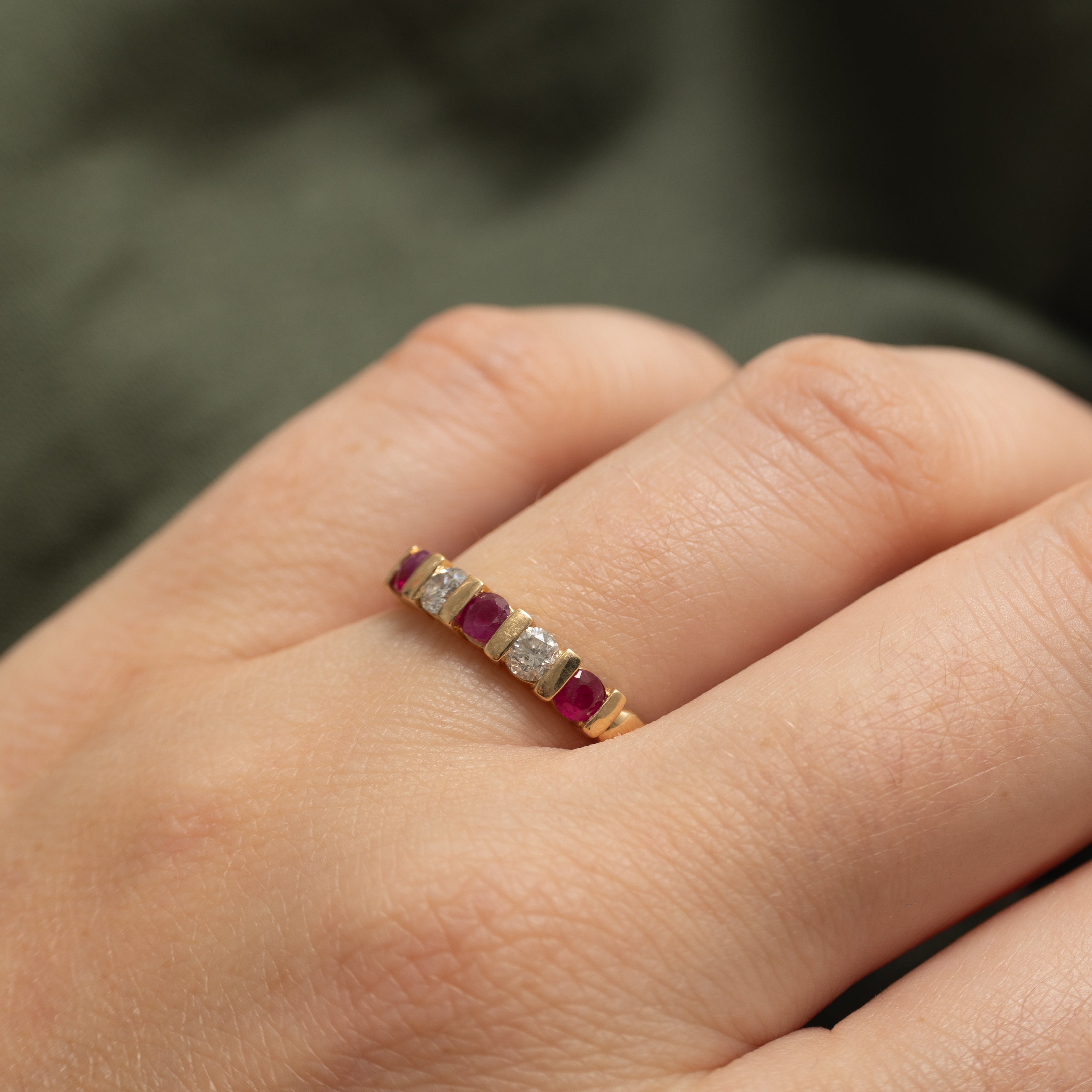 Tension Set Semi-Eternity Ruby & Diamond Ring | 0.35ctw, 0.22ctw | SZ 7