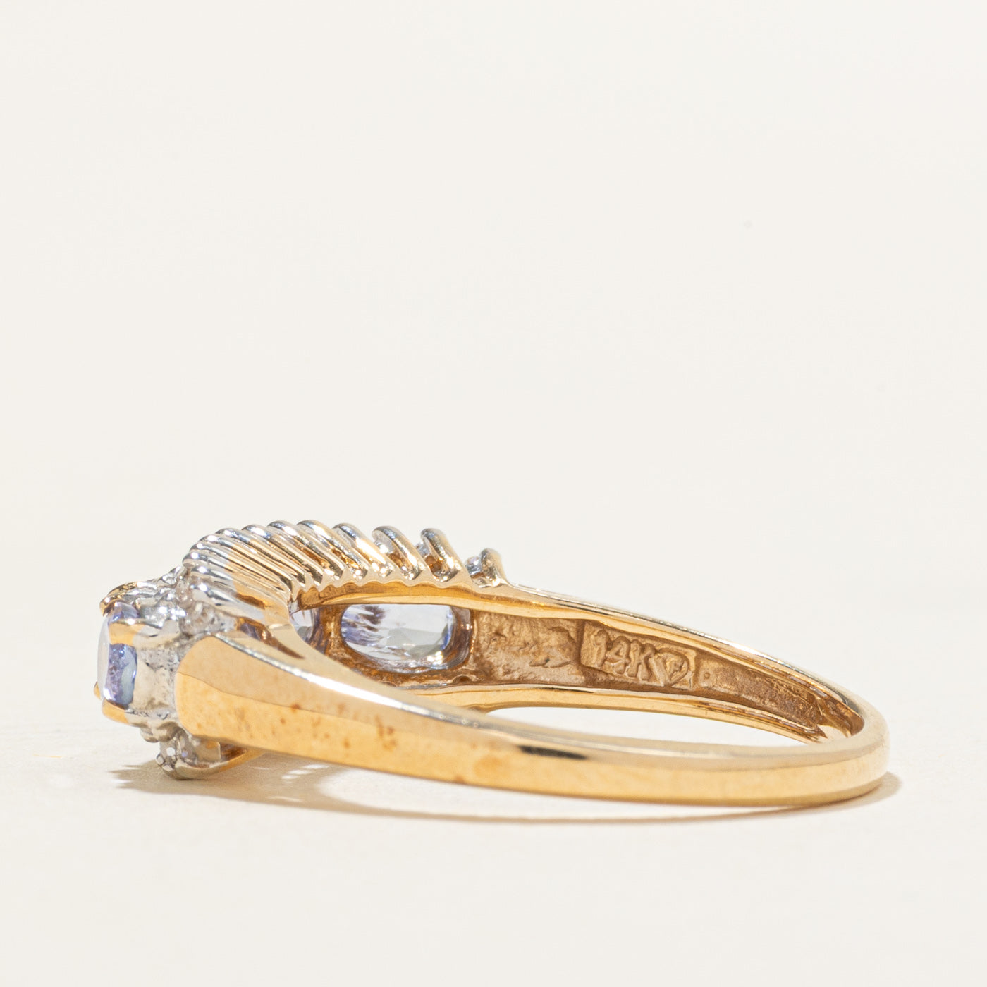 Oval Cut Tanzanite & Diamond Cluster Ring | 0.88ctw, 0.13ctw | SZ 6.75