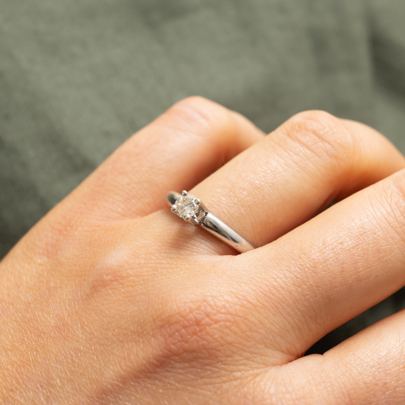 14k Solitaire Round Brilliant Cut Diamond Ring | 0.33ct SI2 L | SZ 8