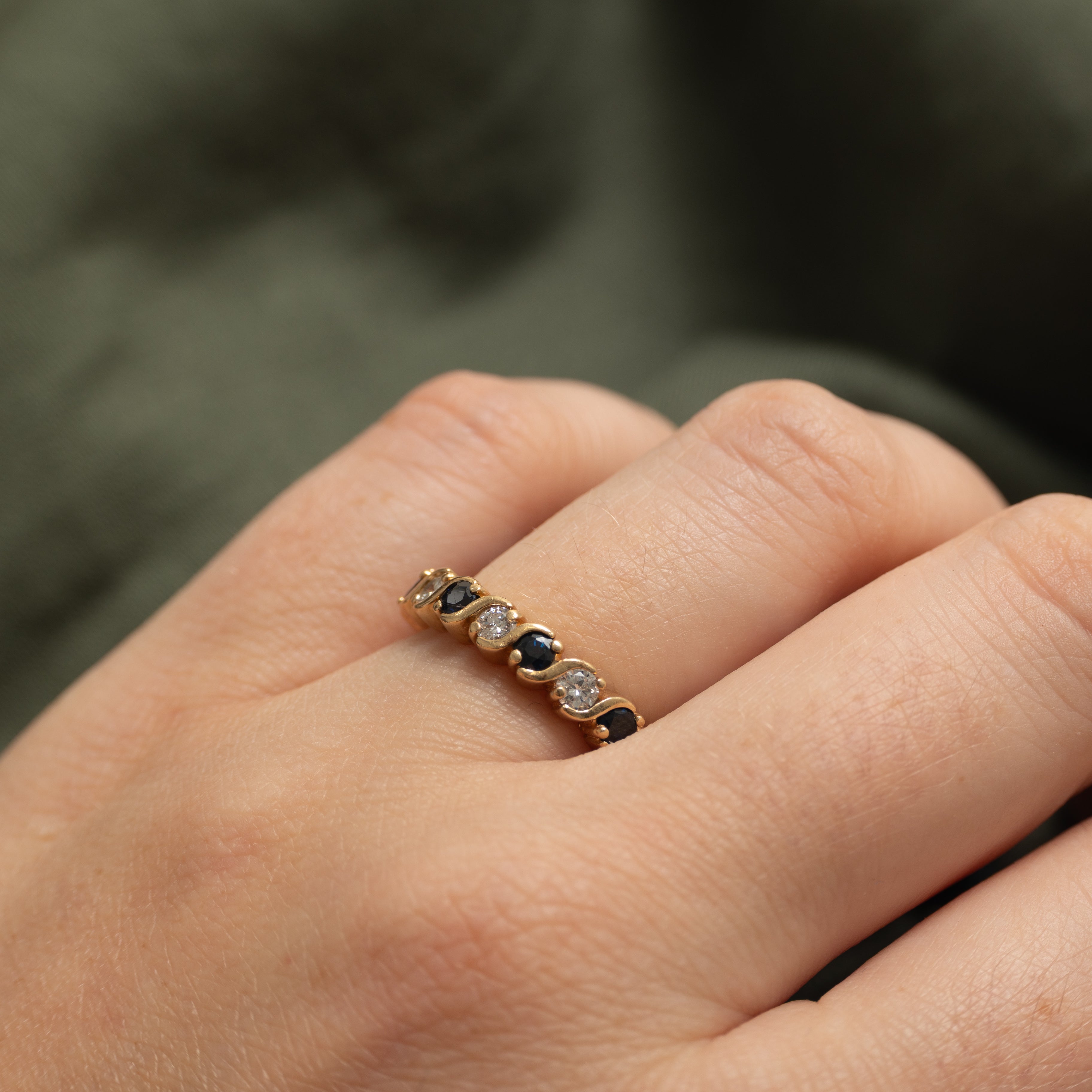 Semi-Eternity Sapphire & Diamond Ring | 0.30ctw, 0.18ctw | SZ 5.75