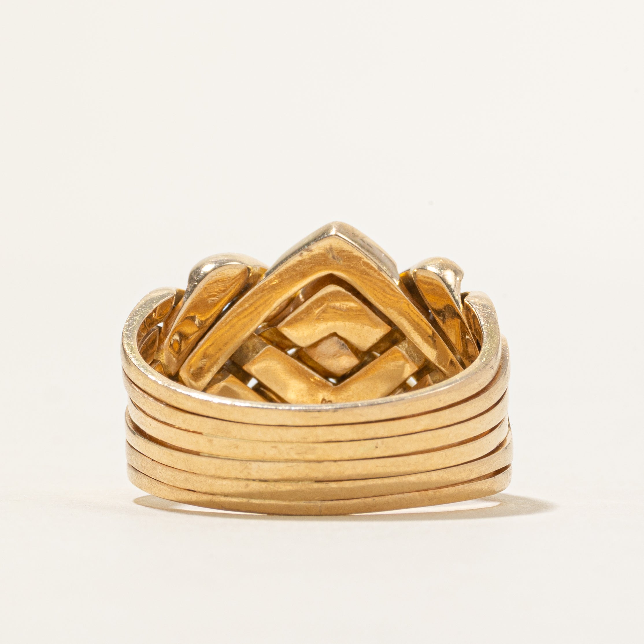 18k Diagonal Diamond Soldered Puzzle Ring | 0.15ctw | SZ 11
