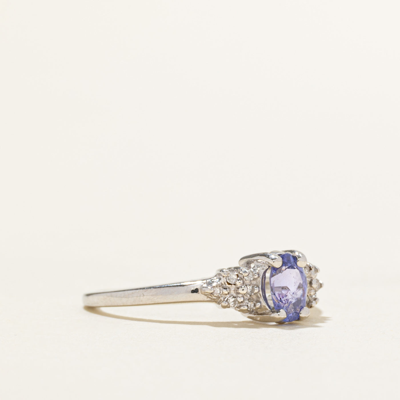 Oval Cut Tanzanite & Diamond Accented Ring | 0.25ct, 0.06ctw | SZ 7