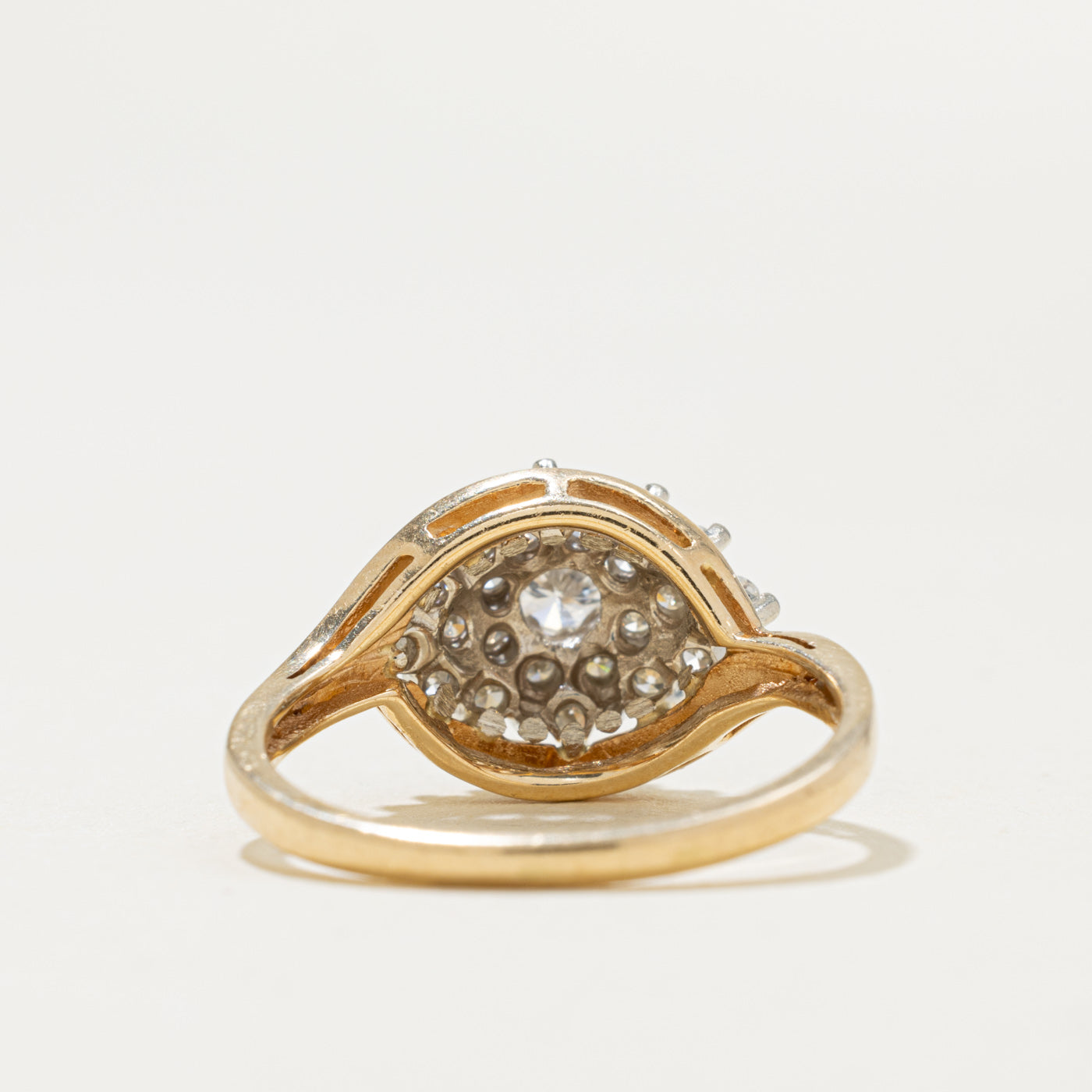 14k Yellow Gold Diamond Cluster Bypass Ring | 0.50ctw | SZ 6.25