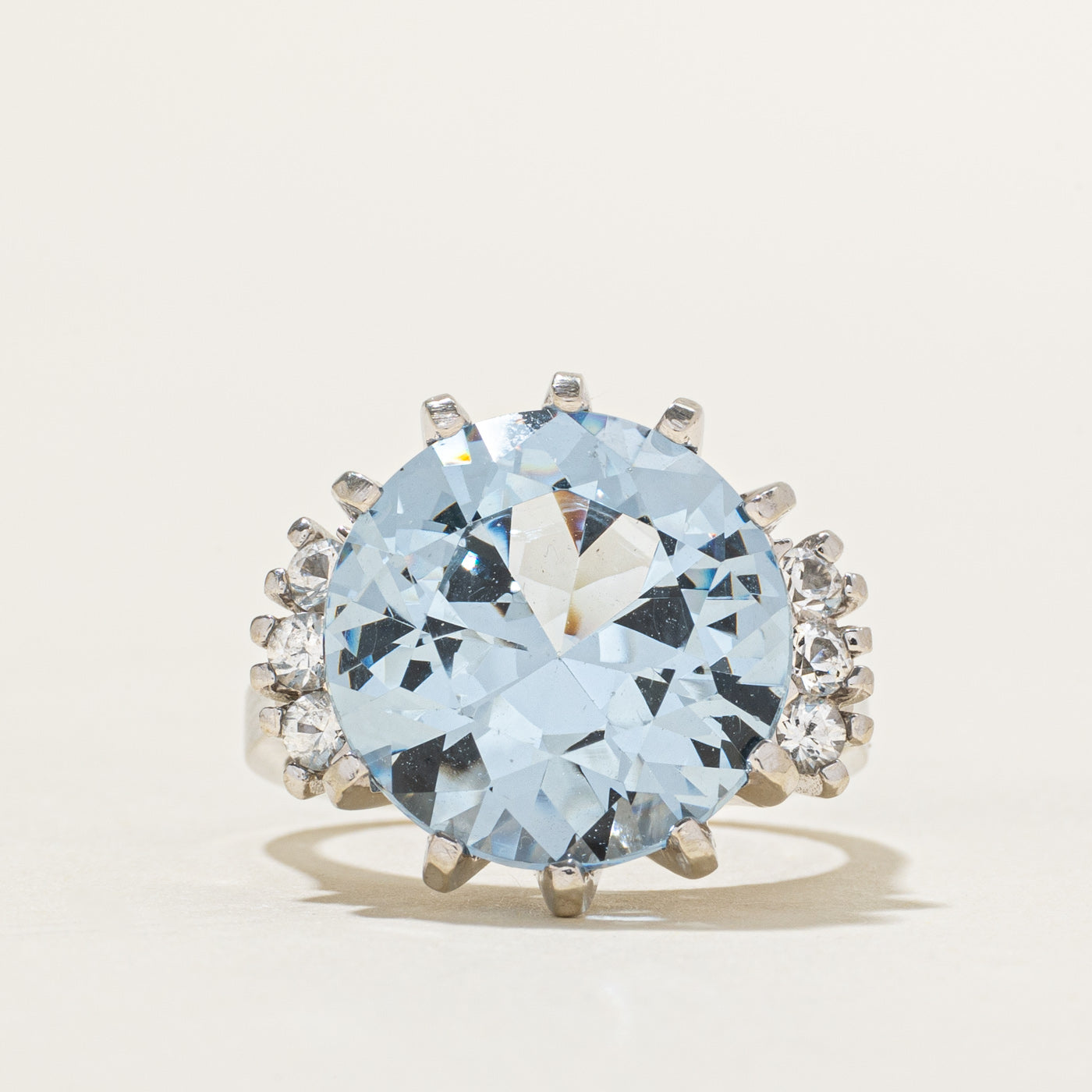 Synthetic Blue & White Spinel Cocktial Ring | 11.00ctw | SZ 6.25