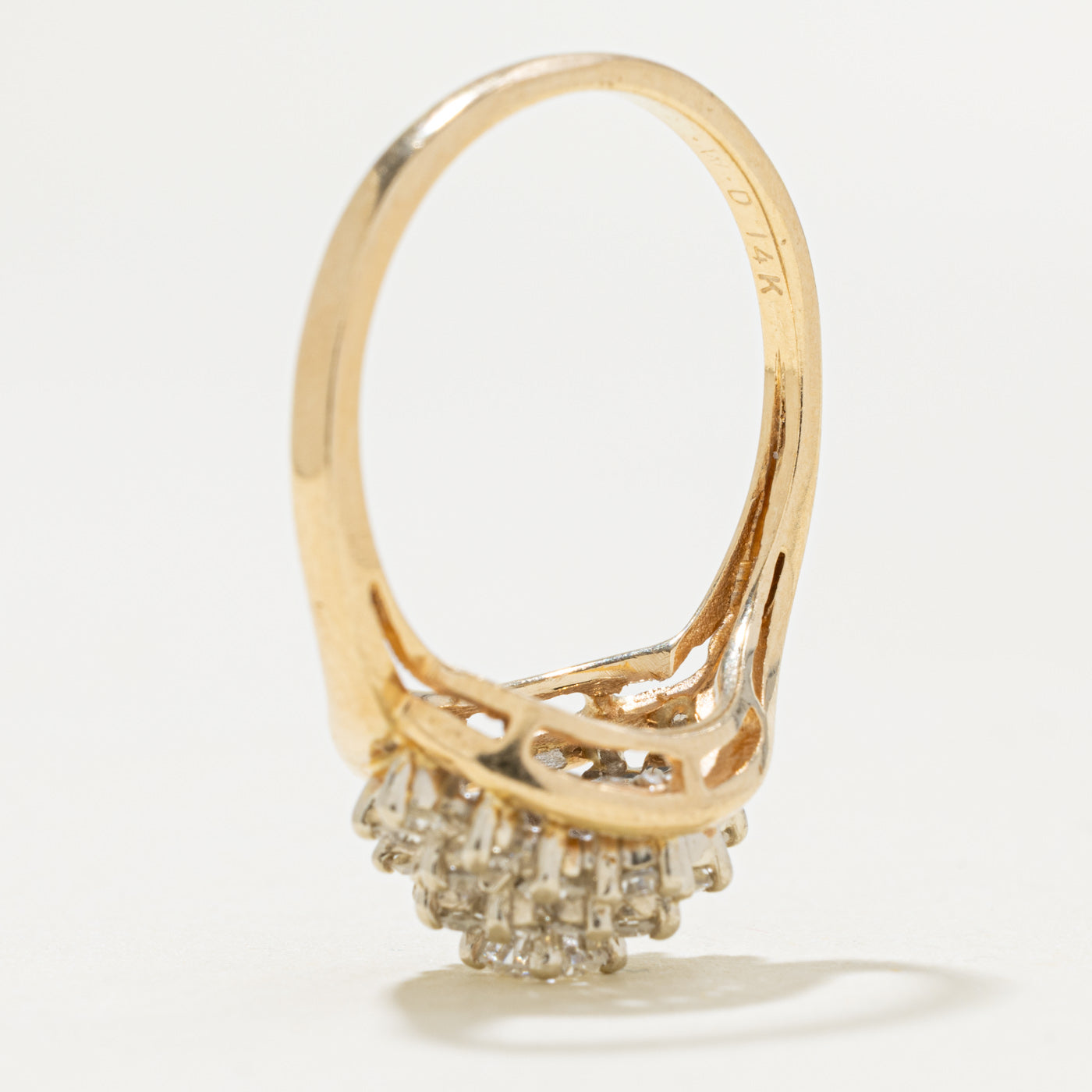 14k Yellow Gold Diamond Cluster Bypass Ring | 0.50ctw | SZ 6.25