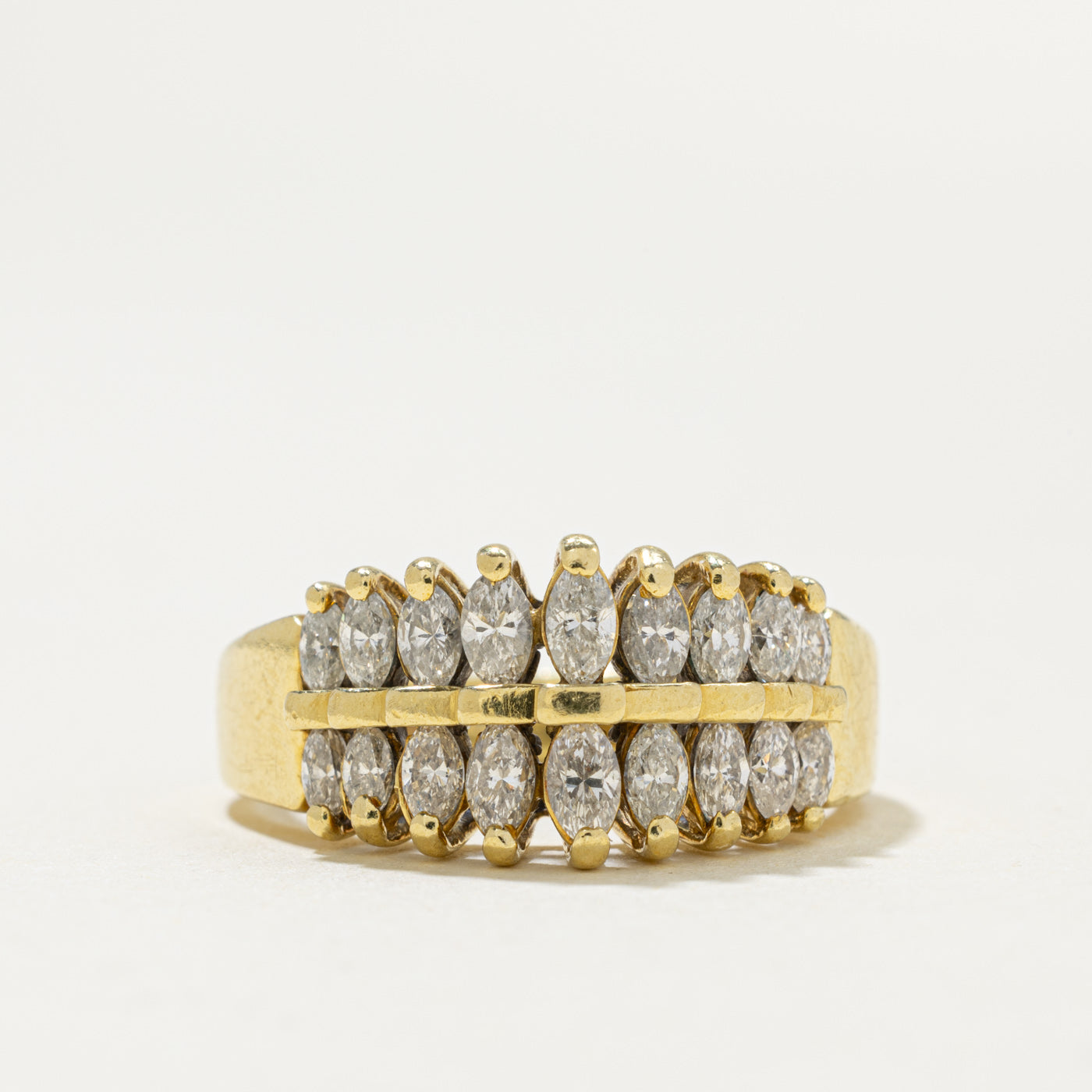 18k Multi Row Marquise Cut Diamond Ring | 0.55ctw | SZ 6.75