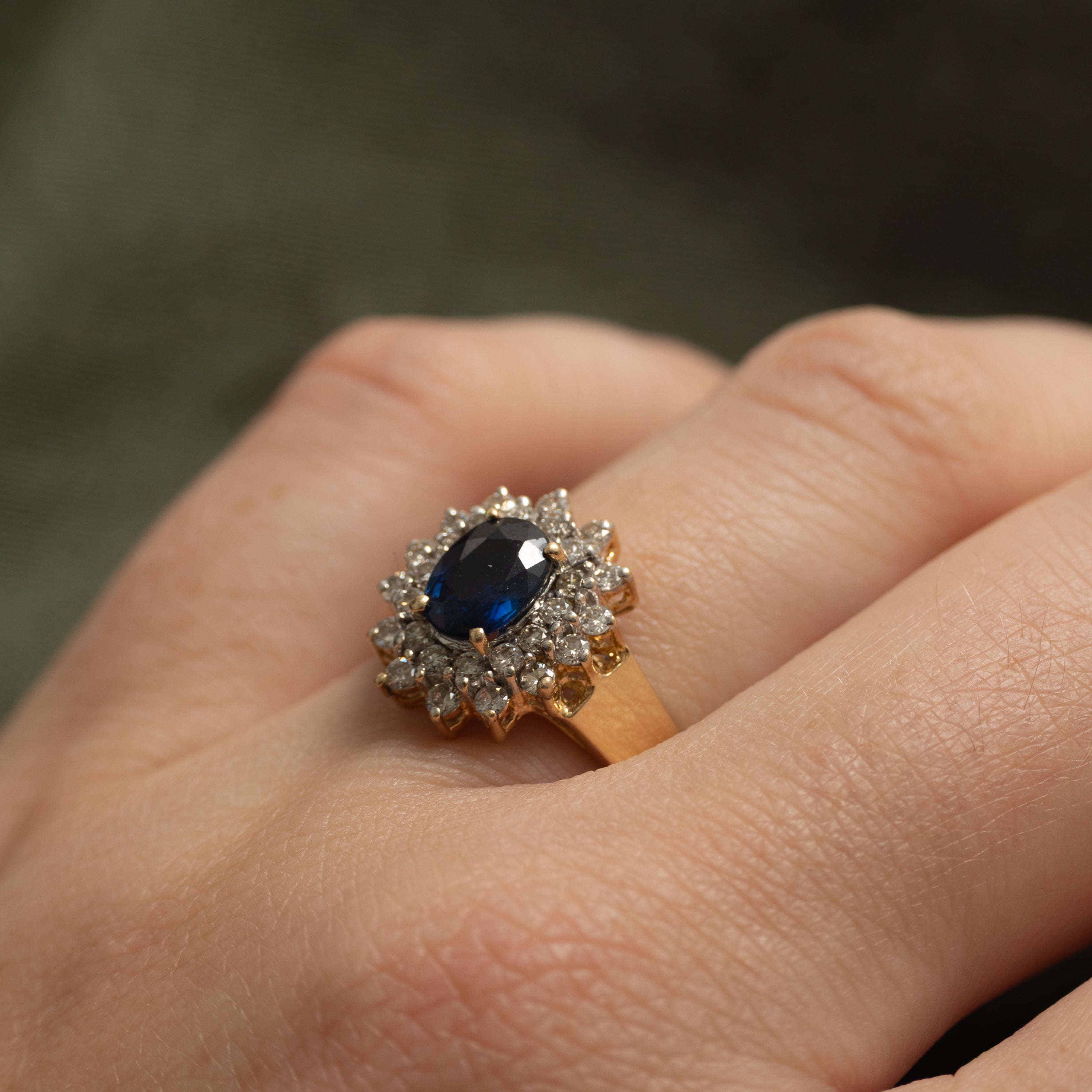 Sapphire & Diamond Petal Halo Ring | 0.89ct, 0.23ctw | SZ 7