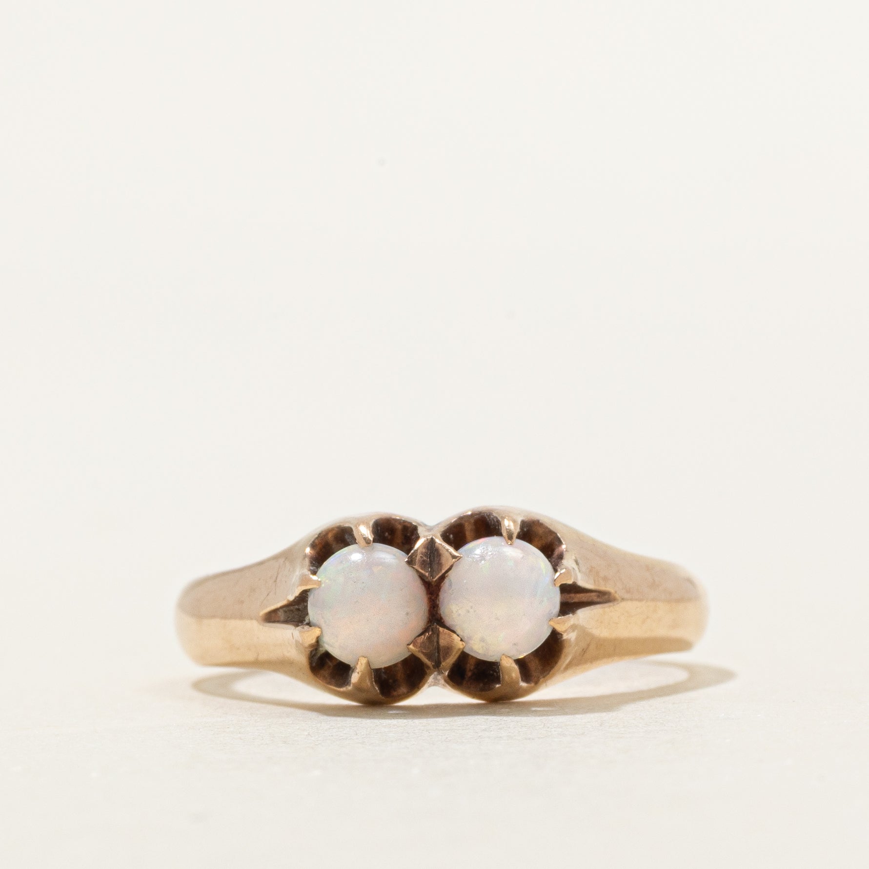 Toi et Moi Belcher Set Opal Ring | 0.40ctw | SZ 7