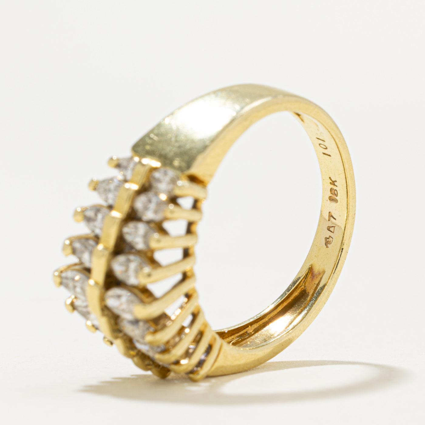 18k Multi Row Marquise Cut Diamond Ring | 0.55ctw | SZ 6.75