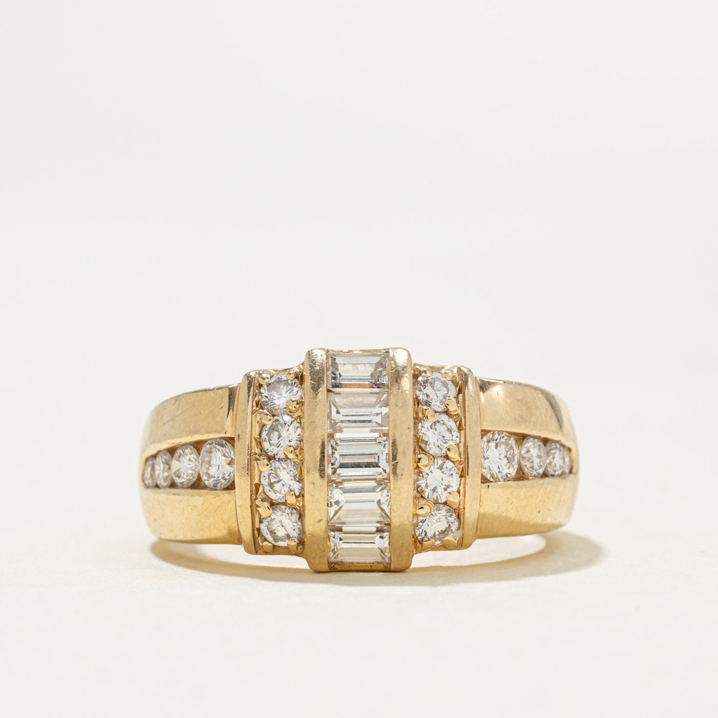14k Diamond Multi Column Geometric Ring | 0.65ctw | SZ 7